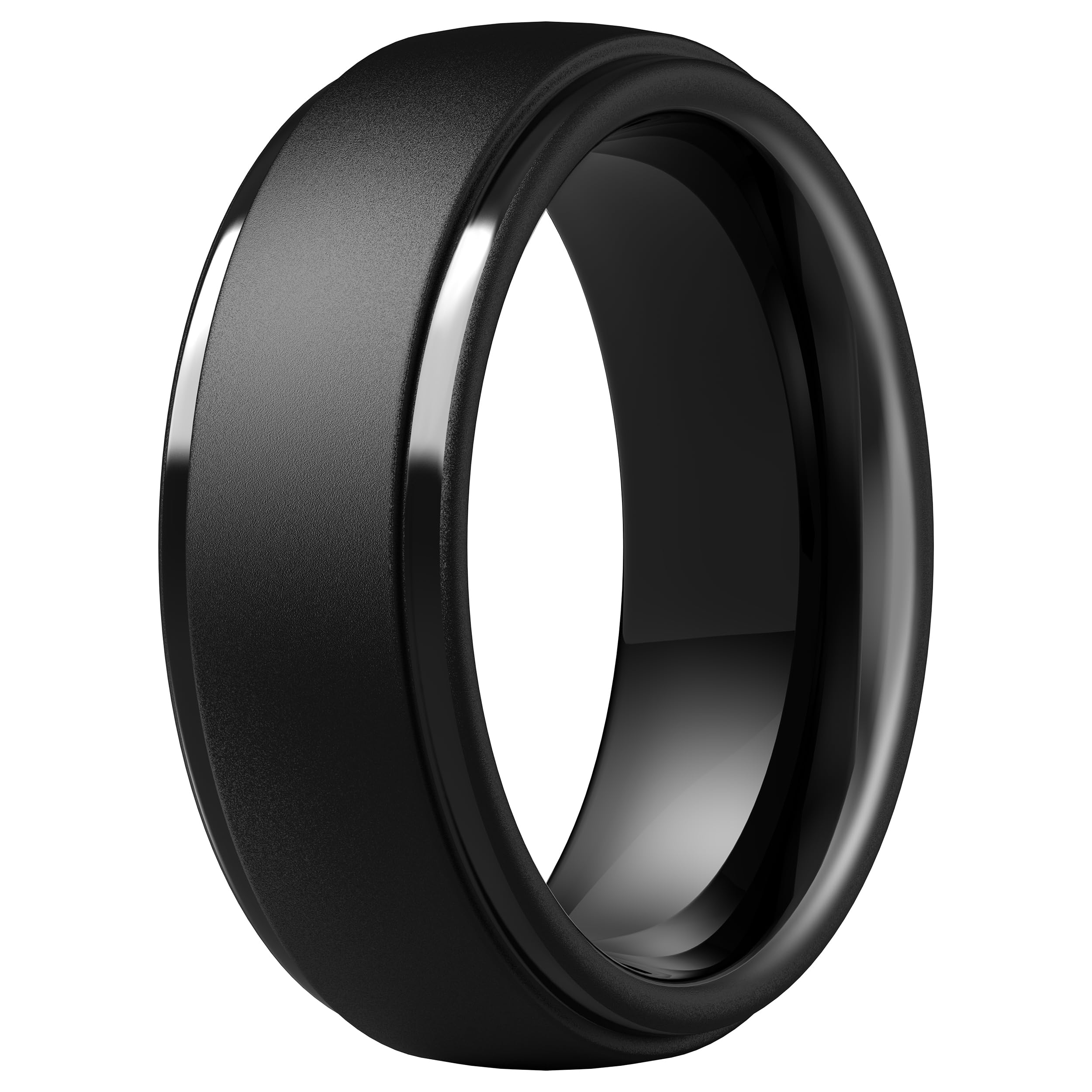 ThunderFit Silicone Rings for Men, Step Edge Rubber Wedding Bands 10mm Wide