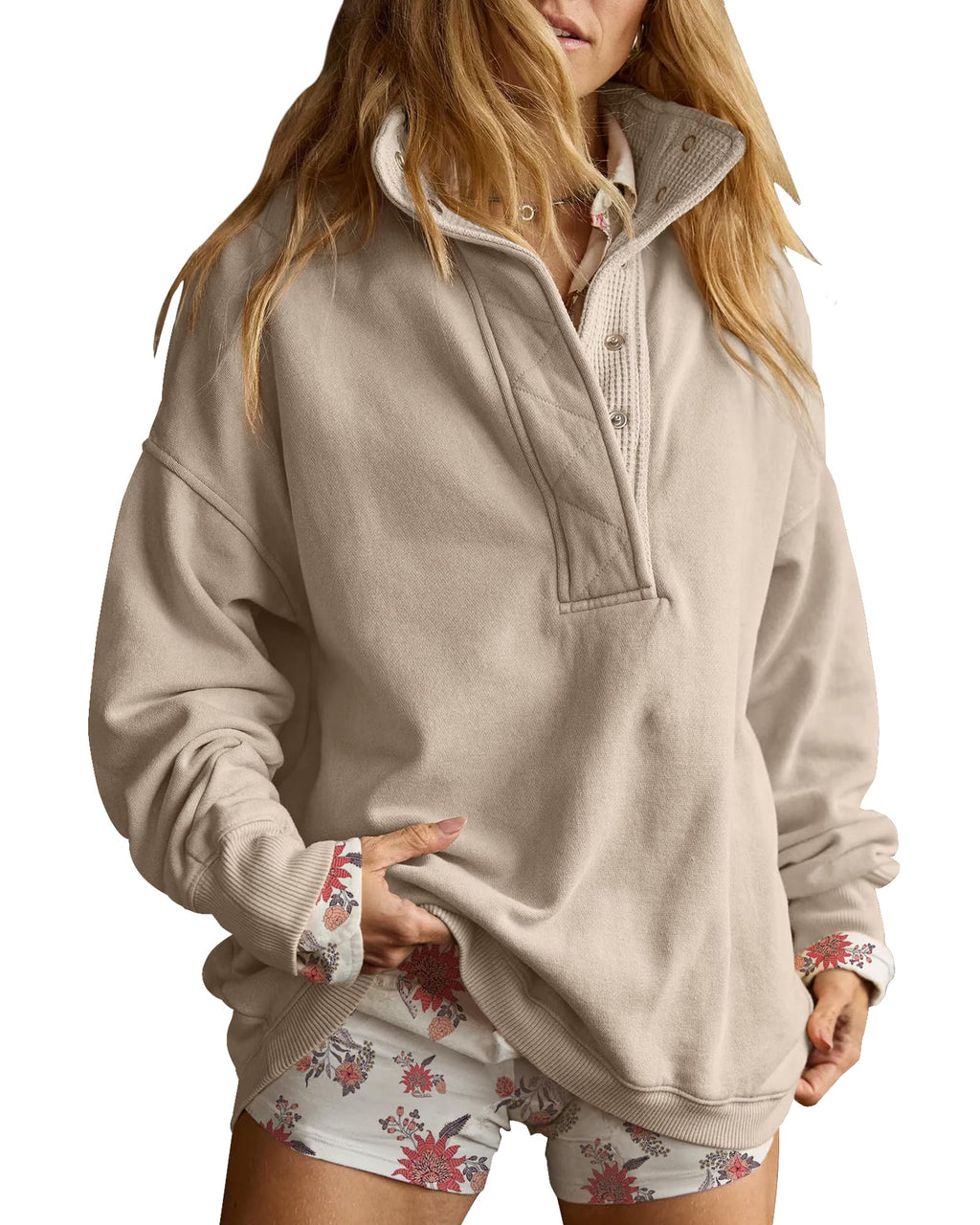 Gacaky Sweatshirt for Women Oversized Henley Neck Pullover Top Fall Outfits