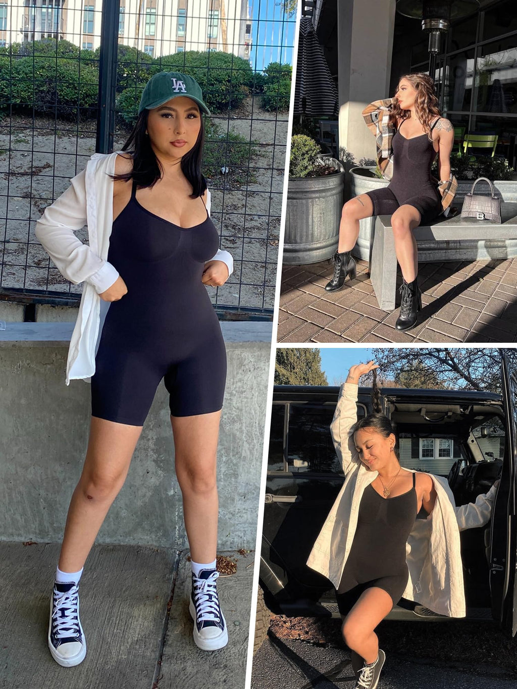 SHAPERX Shapewear for Women Tummy Control Bodysuit Mid Thigh Body Shaper Shorts for a Lifted Look