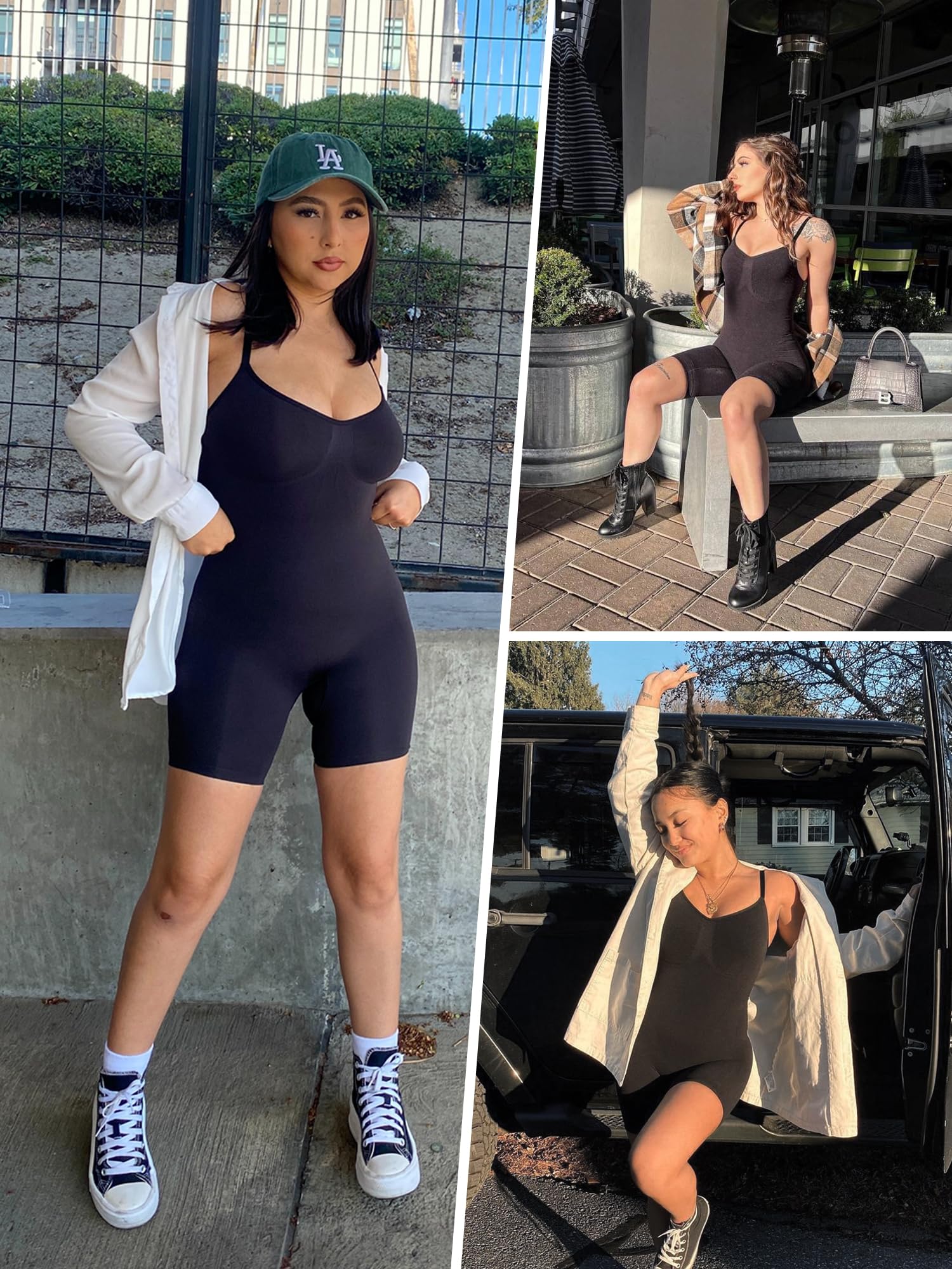 SHAPERX Shapewear for Women Tummy Control Bodysuit Mid Thigh Body Shaper Shorts for a Lifted Look