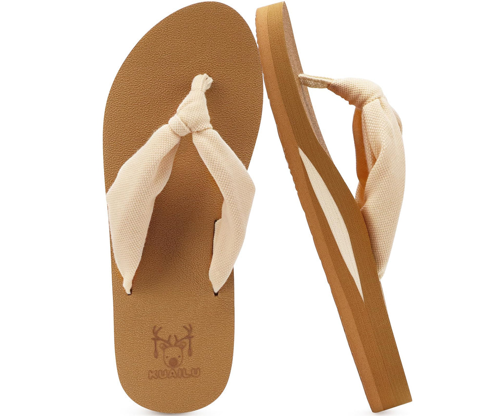 KuaiLu Flip Flops for Women with Arch Support Summer Beach Thong Sandals
