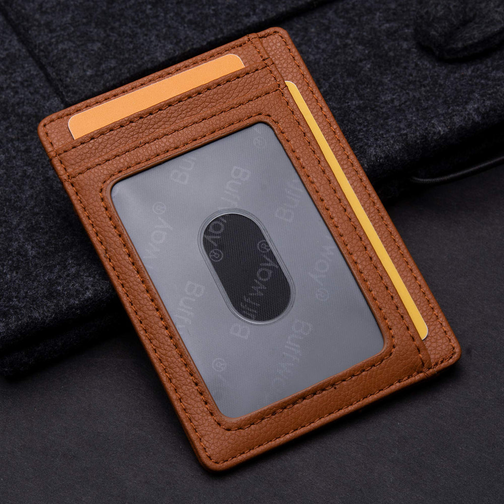 Buffway Slim Minimalist Front Pocket RFID Blocking Leather Wallets for Men and Women - Cross Black