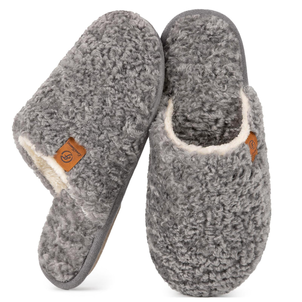 EverFoams Women's Fuzzy Slippers Warm Cozy Memory Foam Indoor House Shoes