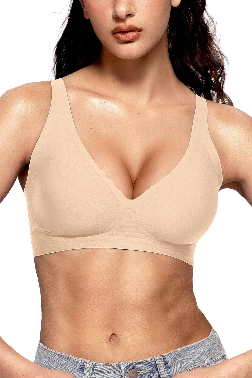 Vertvie Wireless Jelly Bras Push Up Plunge Seamless Supportive