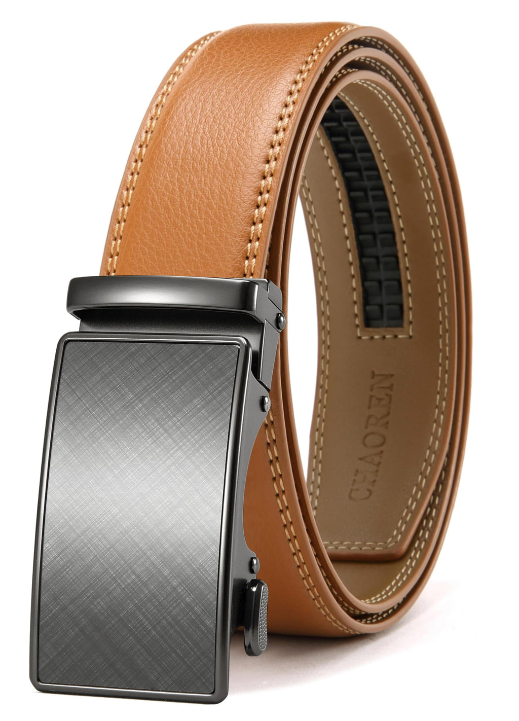 CHAOREN Mens Leather Ratchet Belt - 1 3/8" for Dress Pants