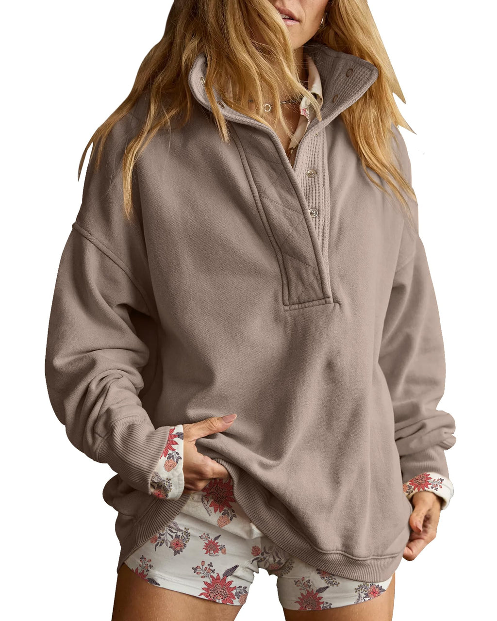 Gacaky Sweatshirt for Women Oversized Henley Neck Pullover Top Fall Outfits