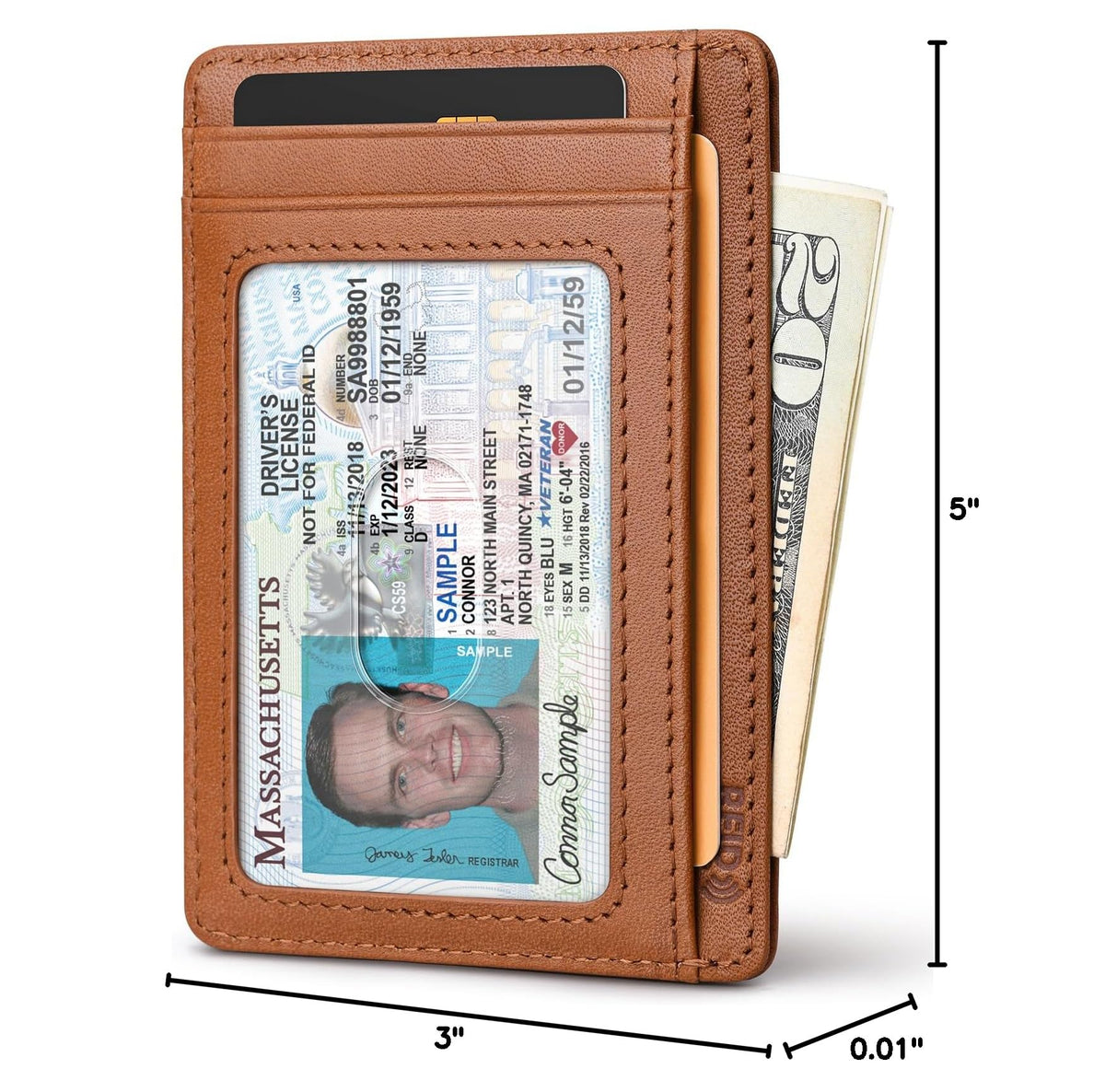 Buffway Slim Minimalist Front Pocket RFID Blocking Leather Wallets for Men and Women - Cross Black