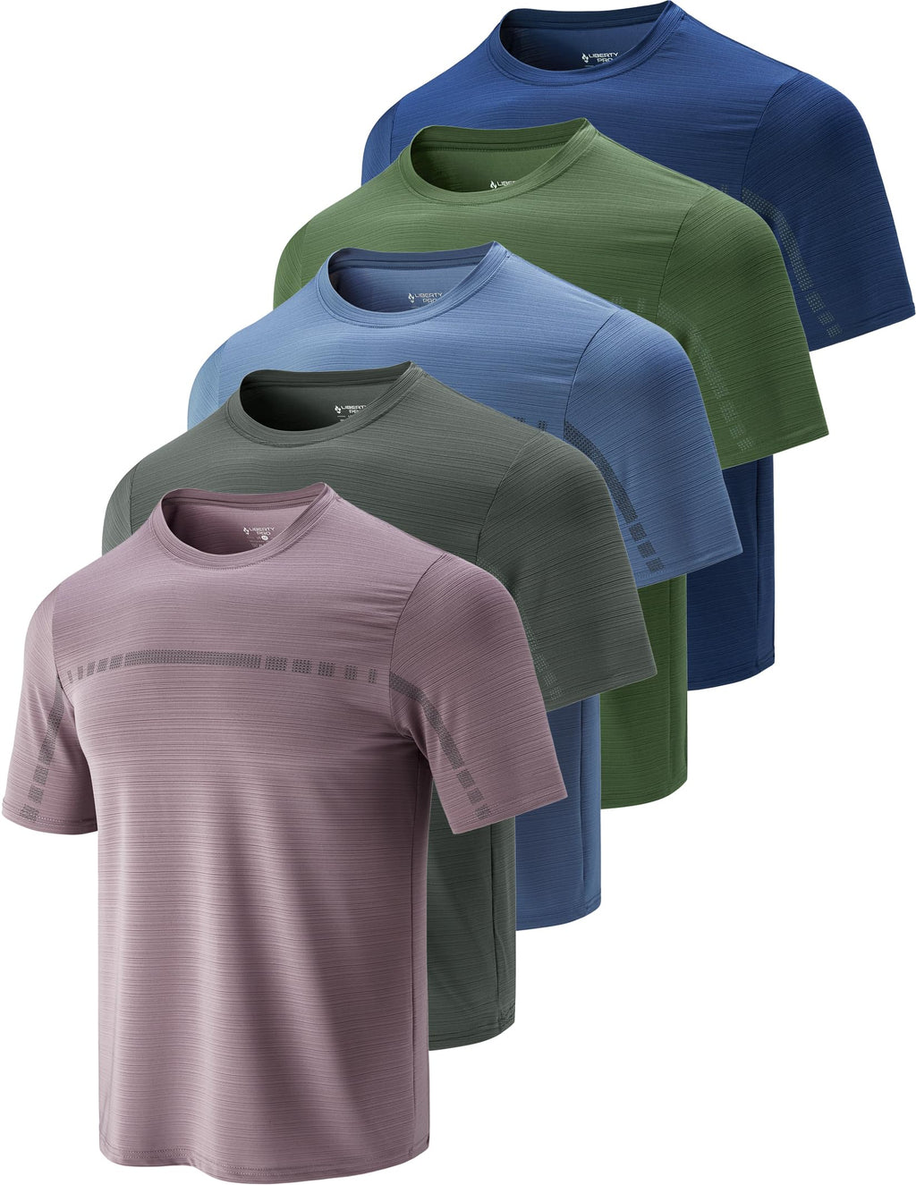 Liberty Imports 5 Pack Men's Active Quick Dry Crew Neck T Shirts