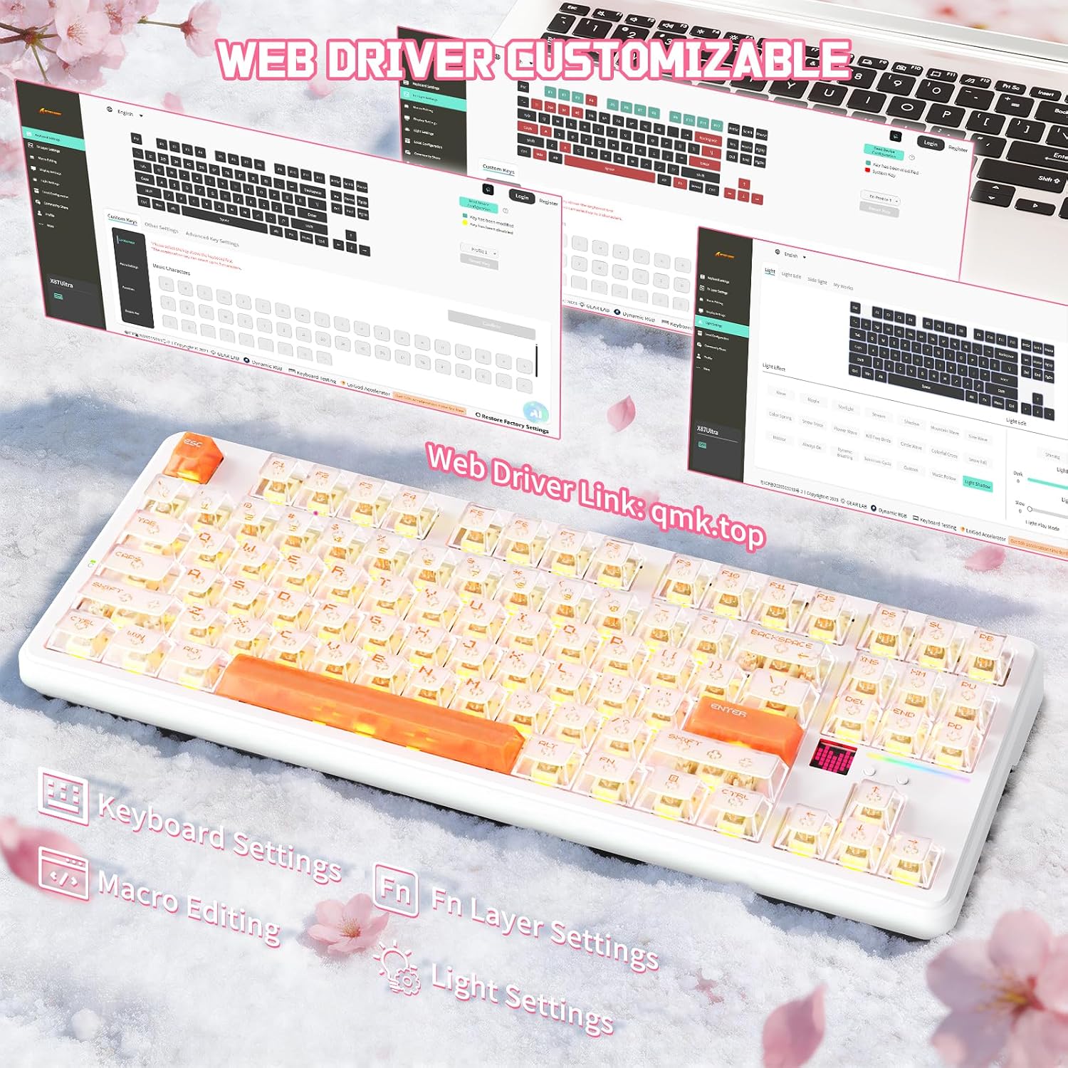 ATTACK SHARK X87 ULTRA Kablosuz Mekanik Oyun Klavyesi Dot Matrix Ekranlı, BT/2,4 GHz/Kablolu, Çift 8000Hz Yoklama Oranı,%75 Hot-Swap, 10000mAh, RGB, Shark Fin Kablosuz Alıcı, Mürekkep Gölge