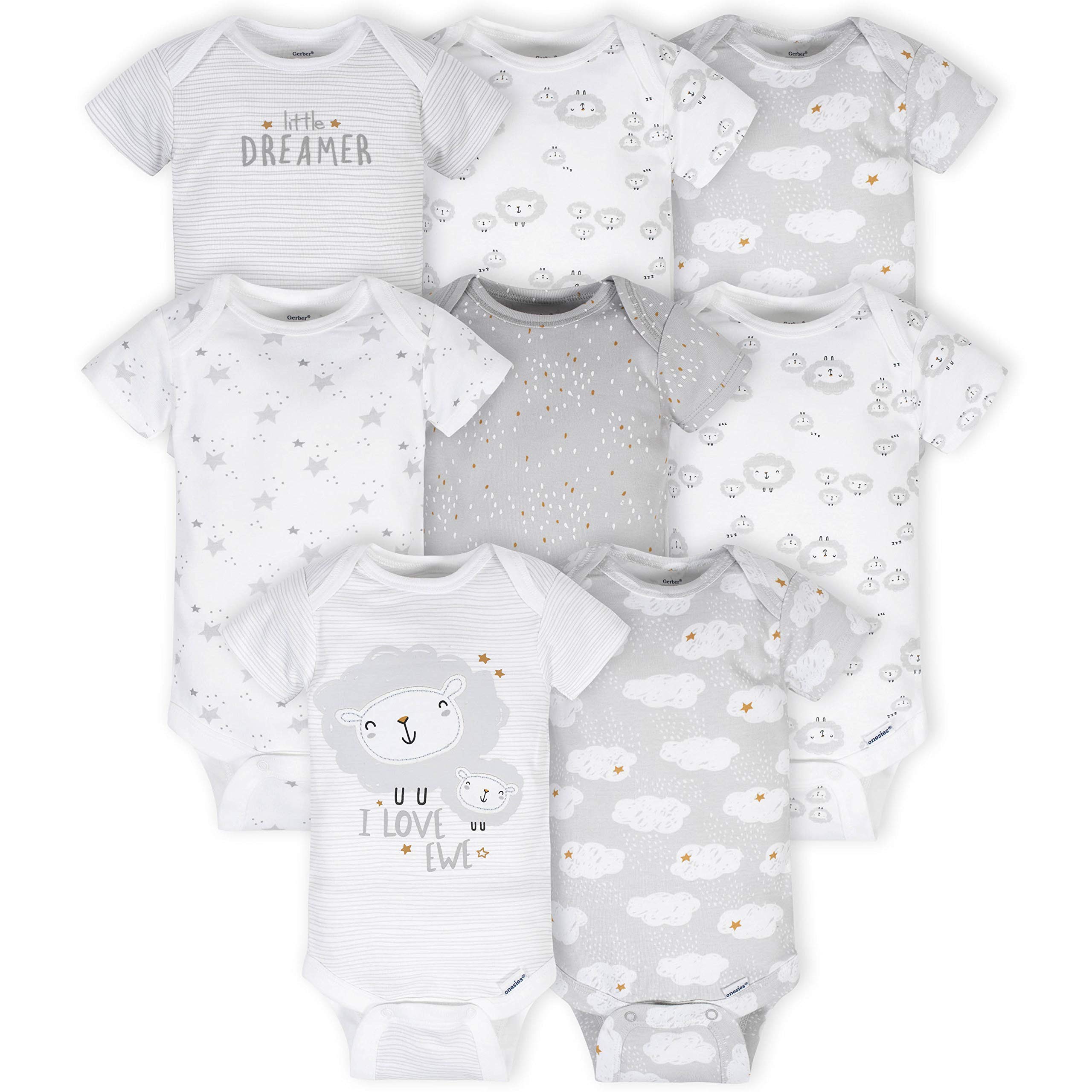 Gerber Baby Girls' 8-pack Short Sleeve Onesies Bodysuits