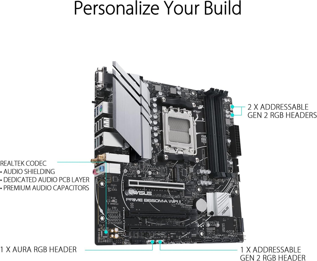Asus Prime B650M-R AMD B650 AM5 Soket DDR5 7200+(OC) MHz mATX Anakart