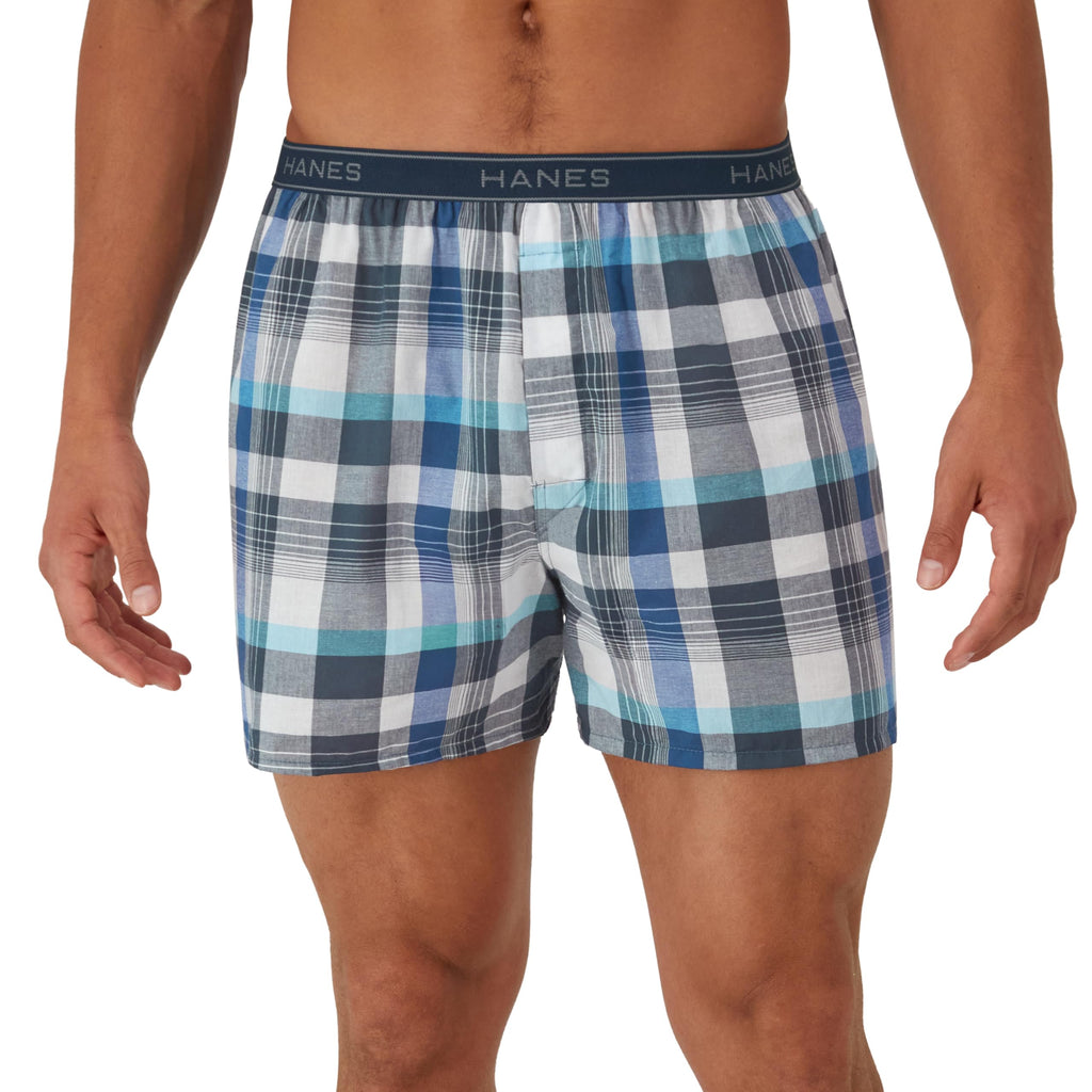 Hanes Men's Underwear Boxers Pack, Cool & Breathable Cotton Underwear, Moisture-Wicking Boxers for Men
