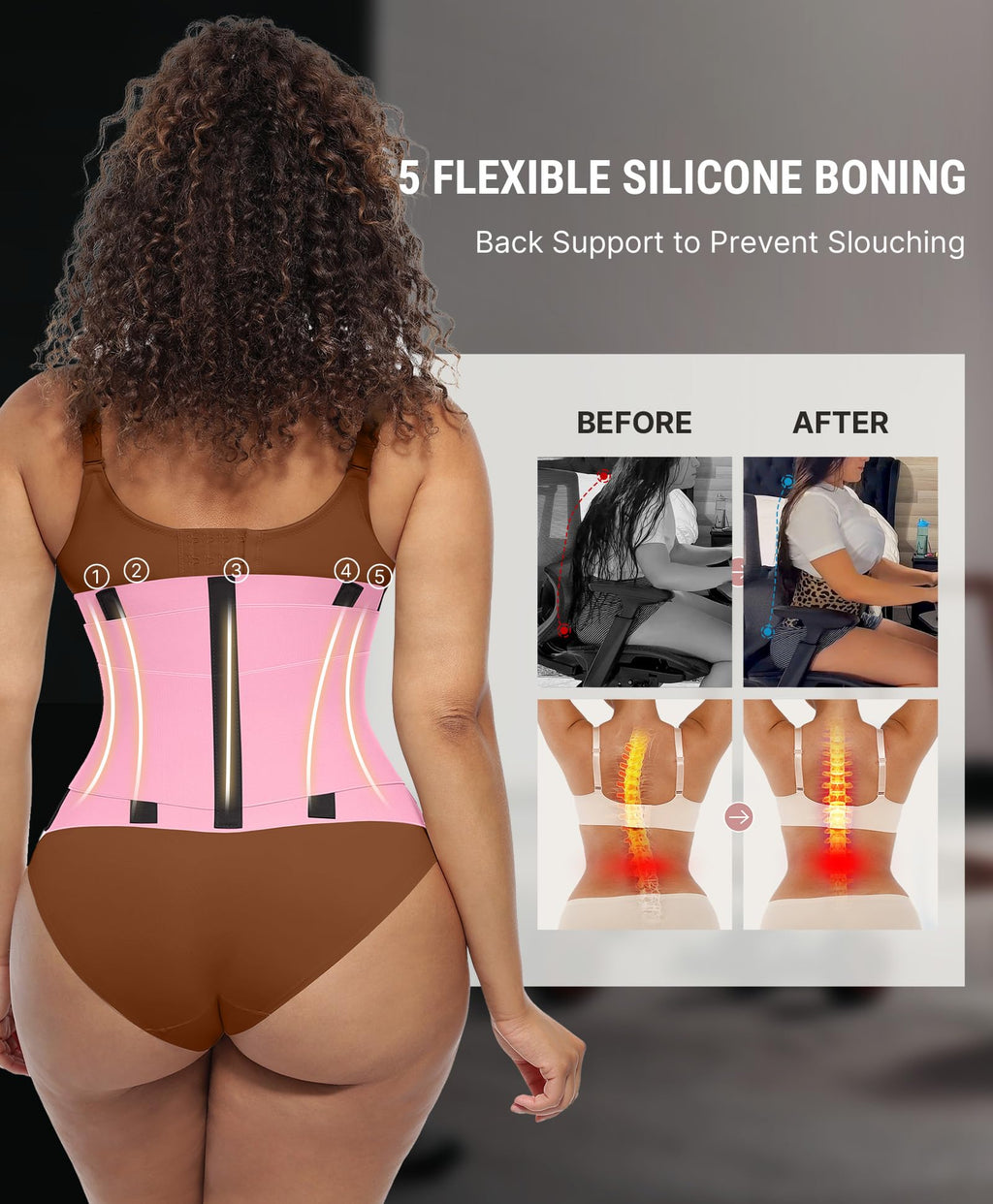 FeelinGirl Waist Trainer Belt Cincher Corset Tummy Control Faja Body Shaper