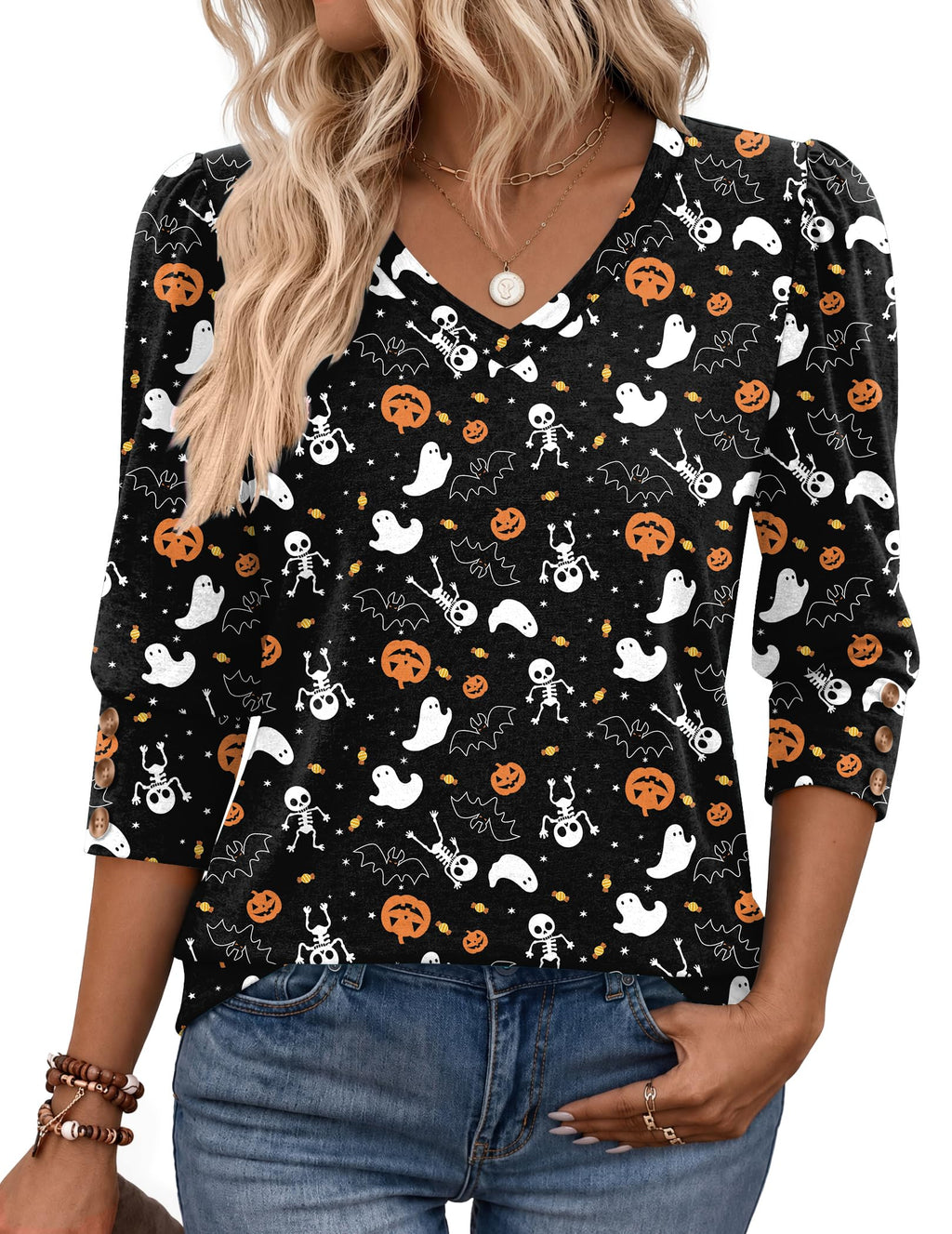 Zeagoo Womens 3/4 Sleeve V Neck T Shirts Dressy Casual Tops