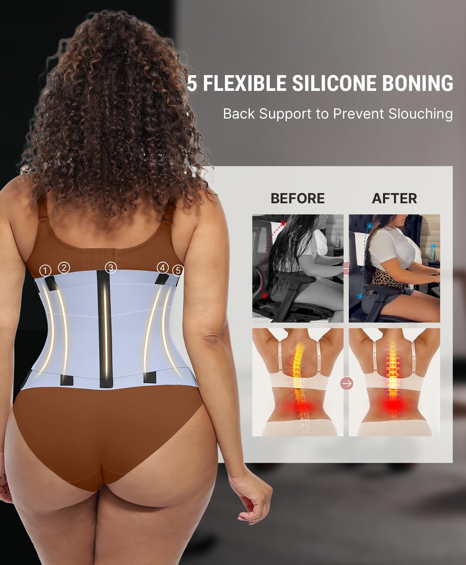 FeelinGirl Waist Trainer Belt Cincher Corset Tummy Control Faja Body Shaper