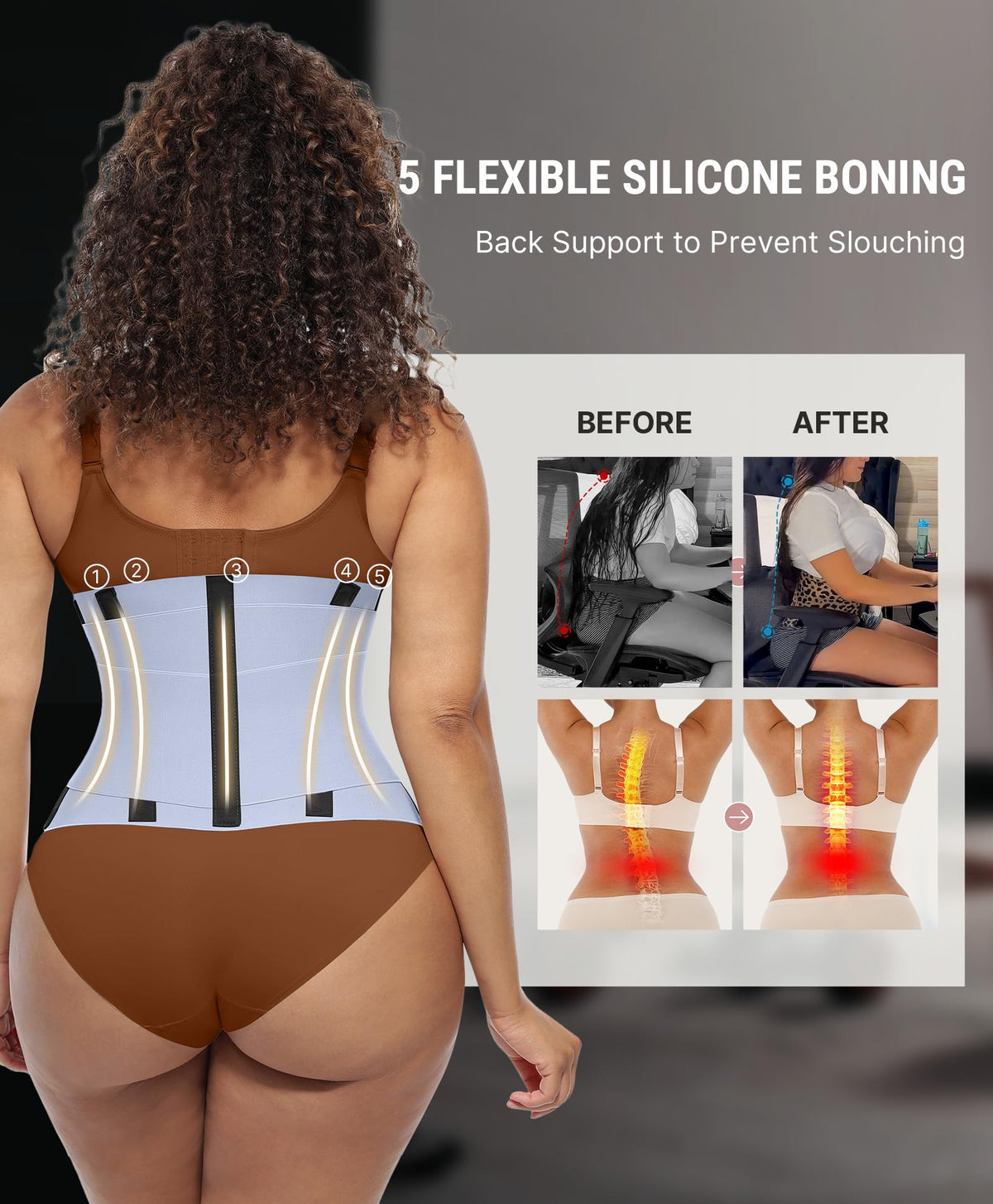 FeelinGirl Waist Trainer Belt Cincher Corset Tummy Control Faja Body Shaper