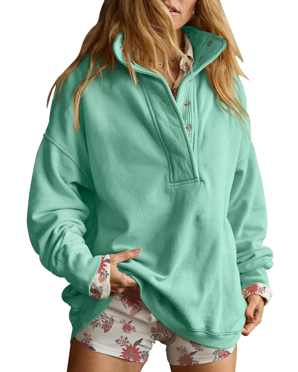 Gacaky Sweatshirt for Women Oversized Henley Neck Pullover Top Fall Outfits
