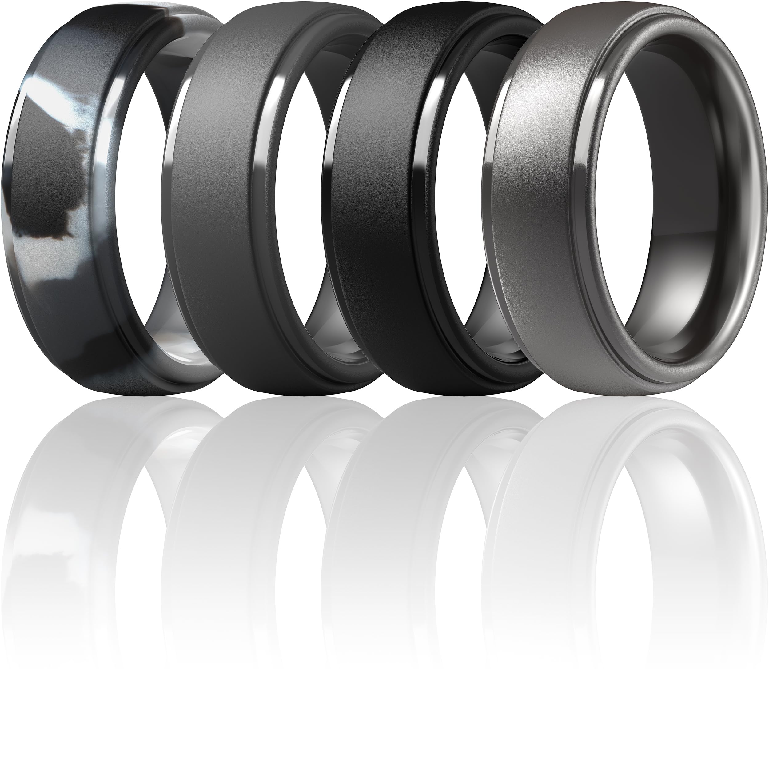 ThunderFit Silicone Rings for Men, Step Edge Rubber Wedding Bands 10mm Wide