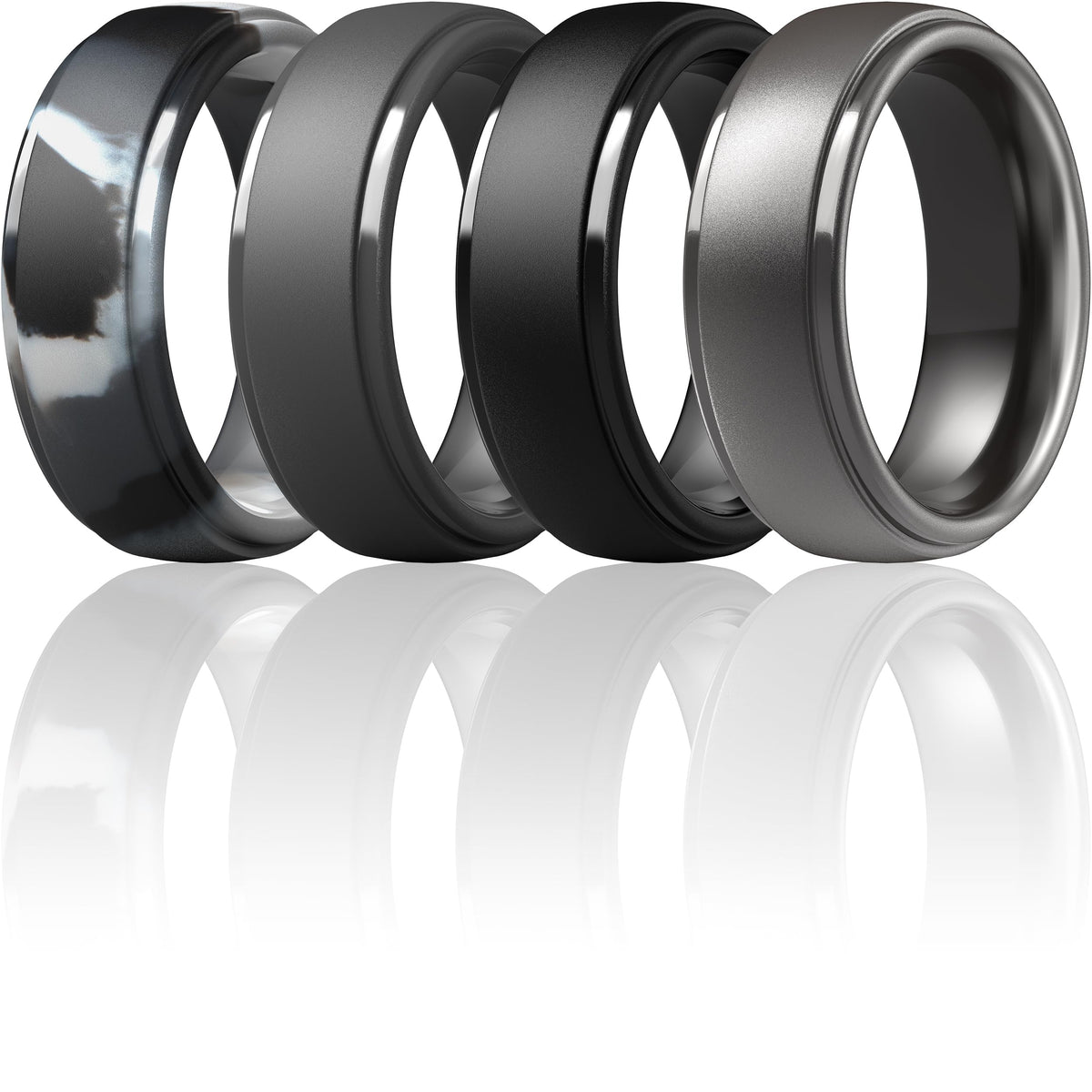 ThunderFit Silicone Rings for Men, Step Edge Rubber Wedding Bands 10mm Wide