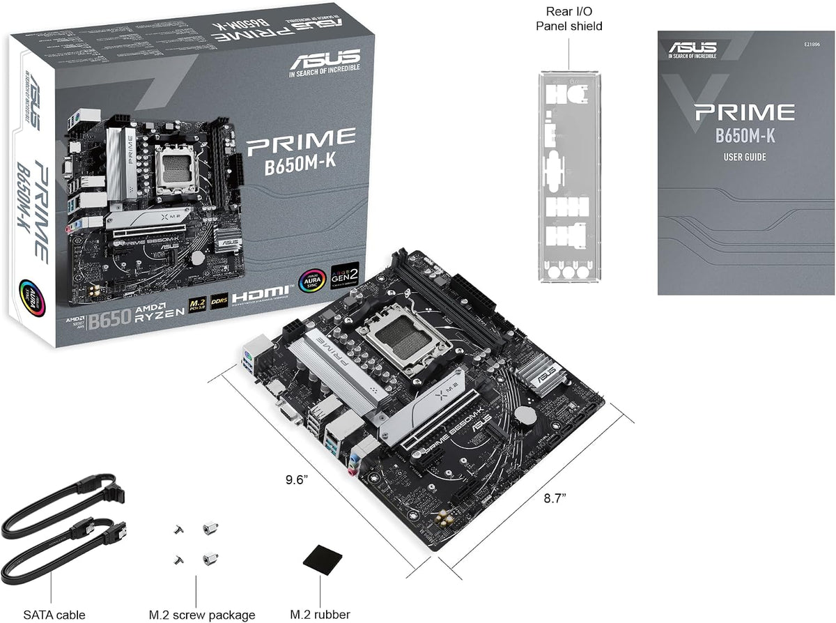 Asus Prime B650M-R AMD B650 AM5 Soket DDR5 7200+(OC) MHz mATX Anakart