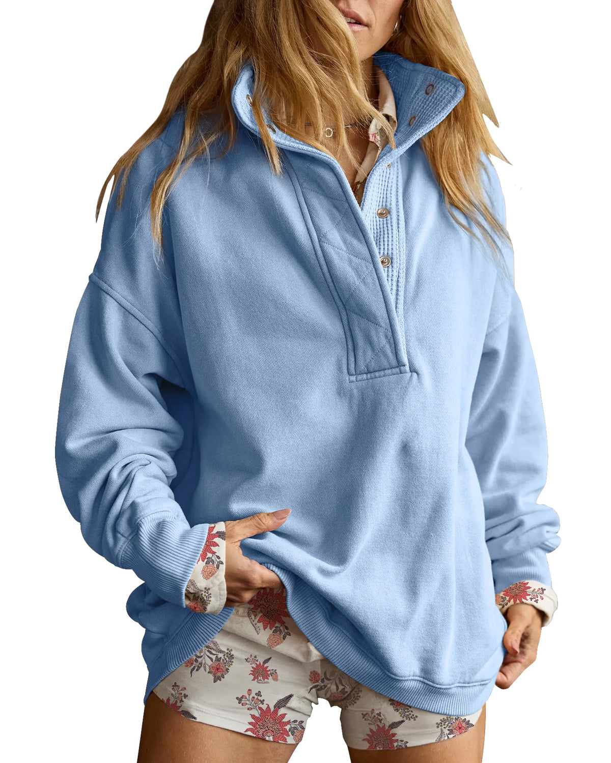 Gacaky Sweatshirt for Women Oversized Henley Neck Pullover Top Fall Outfits