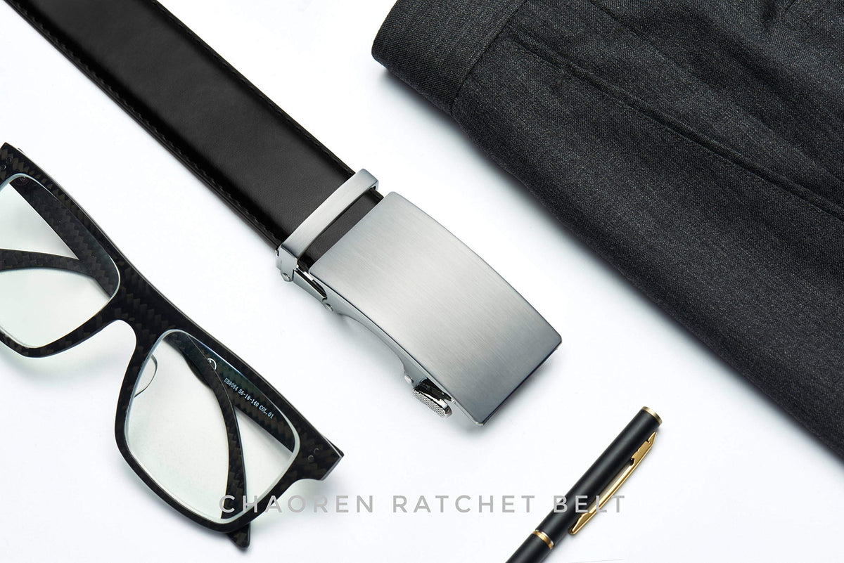 CHAOREN Mens Leather Ratchet Belt - 1 3/8" for Dress Pants