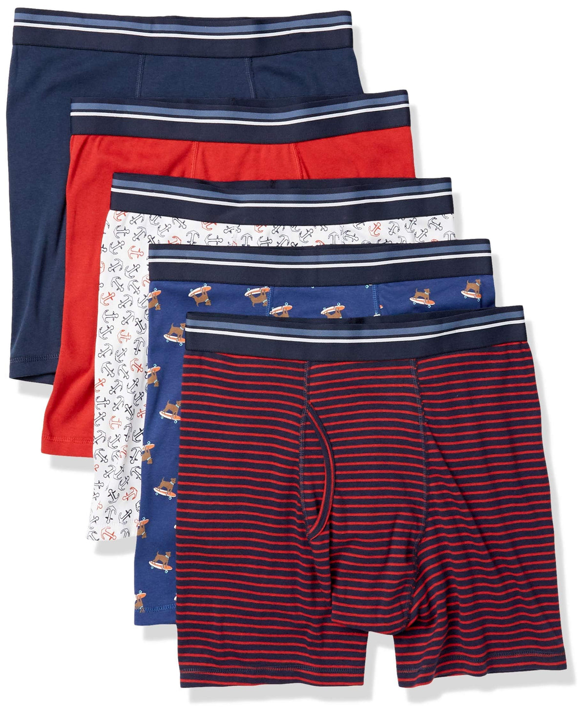 Amazon Essentials Men's Breathable Cotton Boxer Briefs, Tag-Free, Pack of 5
