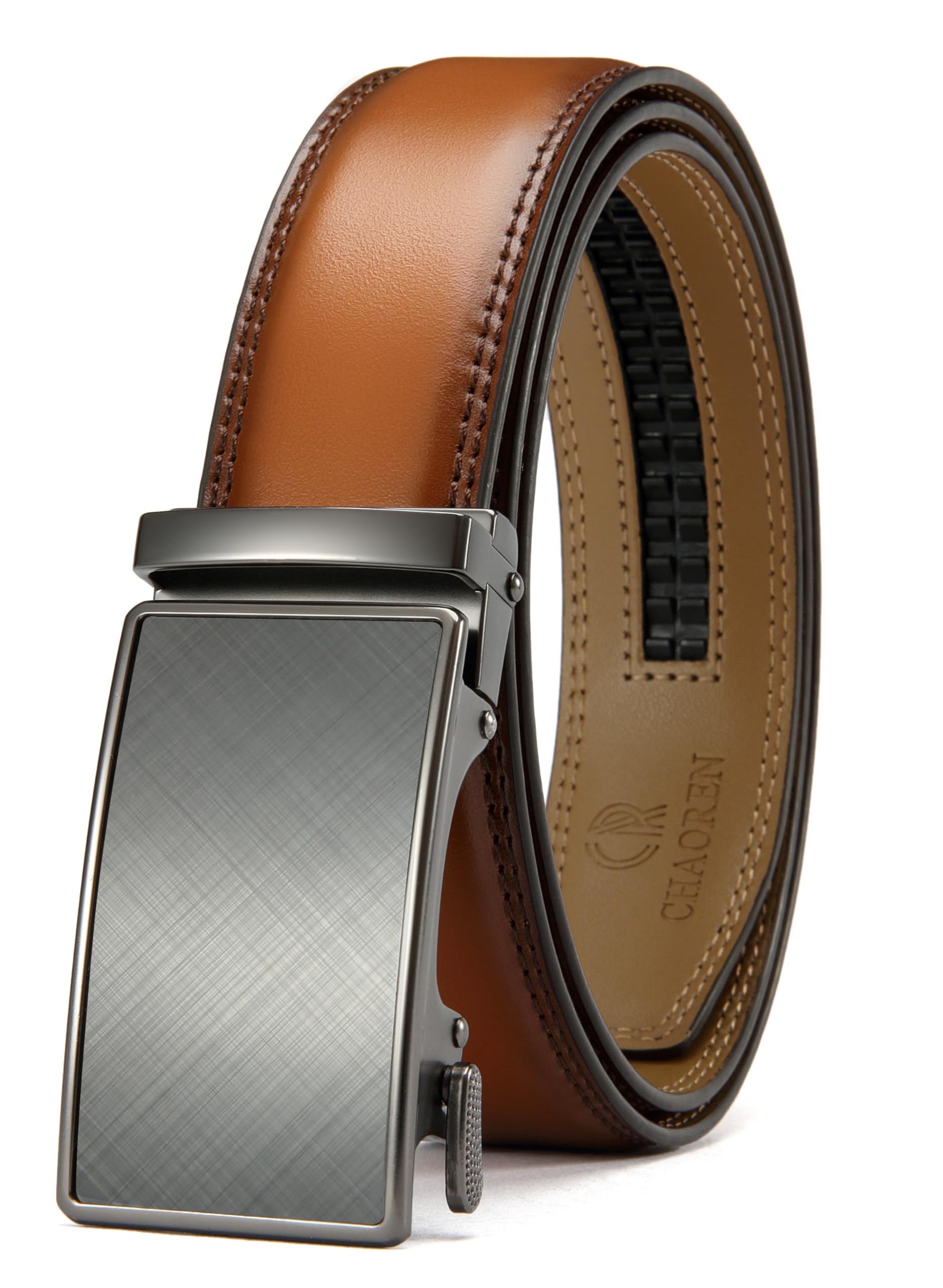 CHAOREN Mens Leather Ratchet Belt - 1 3/8" for Dress Pants