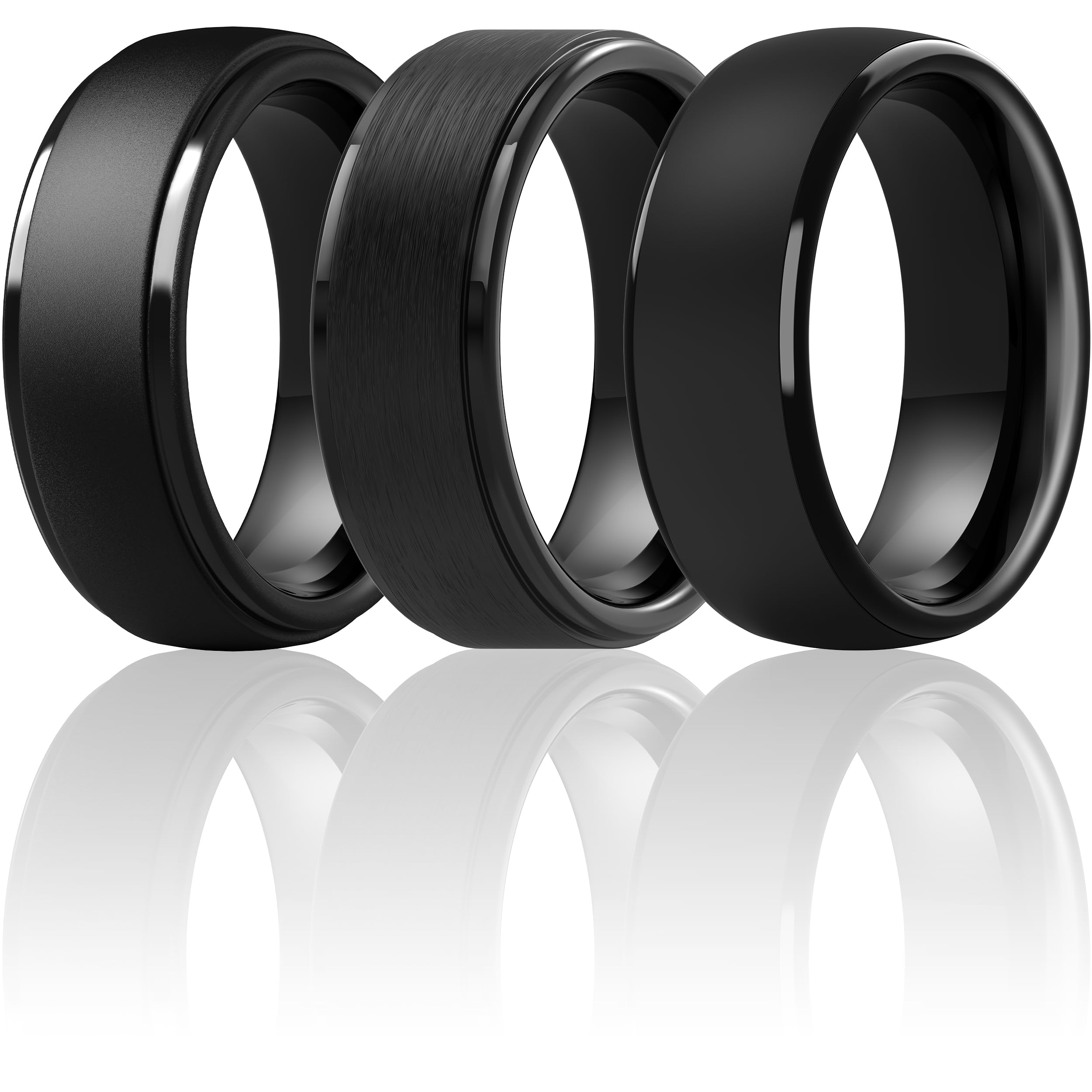 ThunderFit Silicone Rings for Men, Step Edge Rubber Wedding Bands 10mm Wide