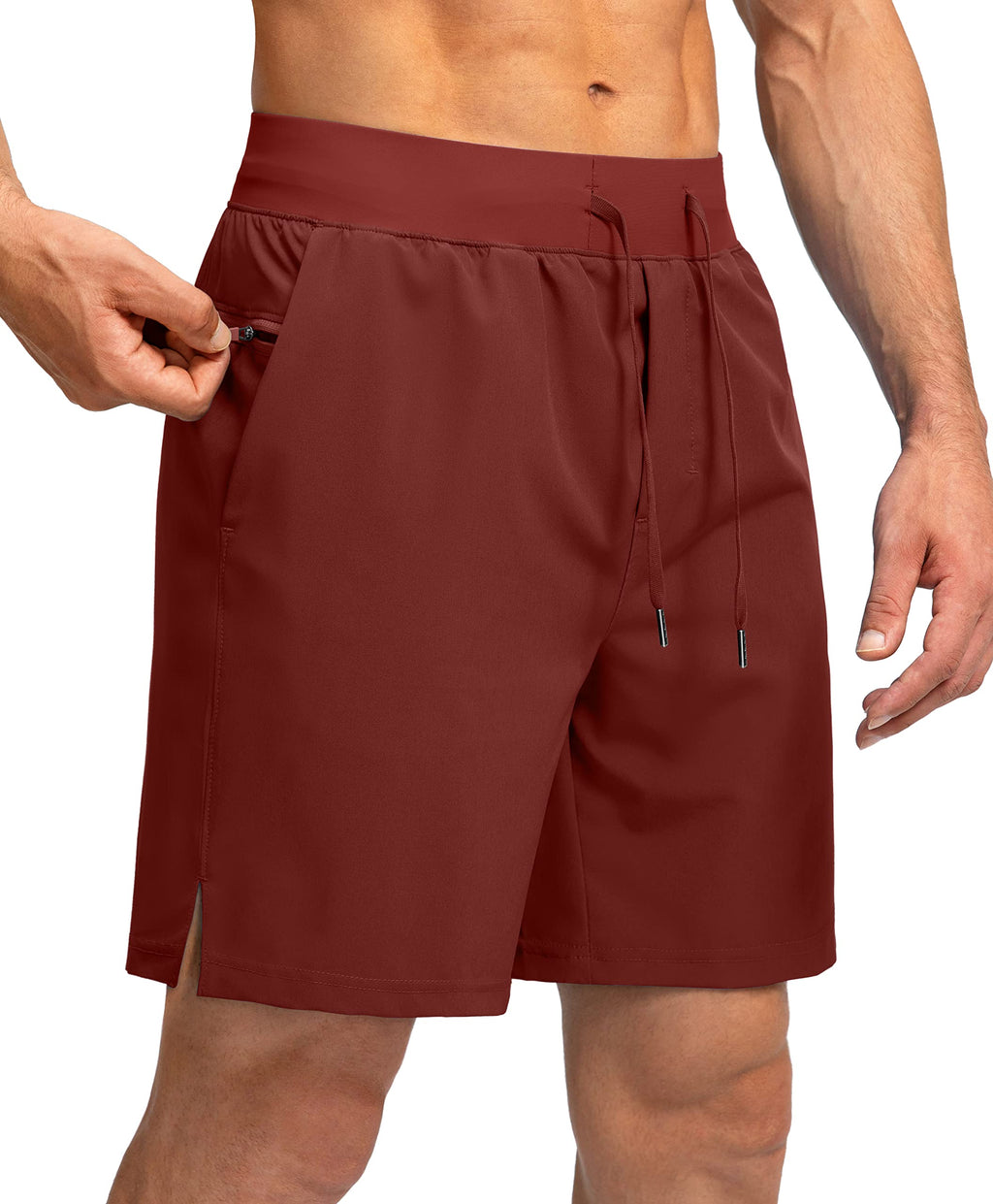 Soothfeel Men's Running Shorts with Zipper Pockets 9"/ 7"/ 5" Quick Dry Eight Basketball Gym Workout Athletic Shorts