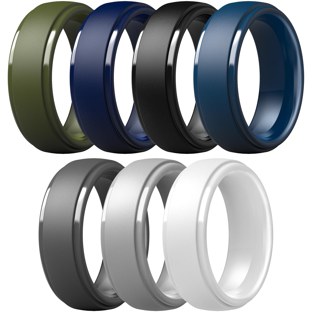 ThunderFit Silicone Rings for Men, Step Edge Rubber Wedding Bands 10mm Wide