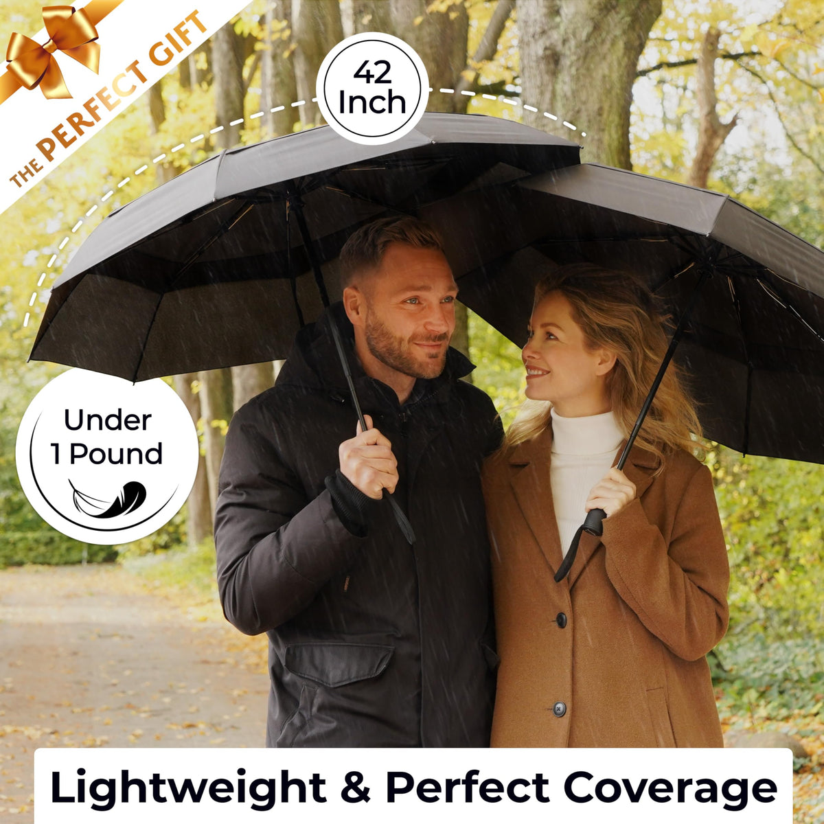 TUMELLA Strongest Windproof Travel Umbrella (Compact, 100MPH Wind-Tested), Light, Portable, One-Handed Use, Automatic Folding Rain Umbrella, Durable, Premium Grip, Fits Car & Backpack
