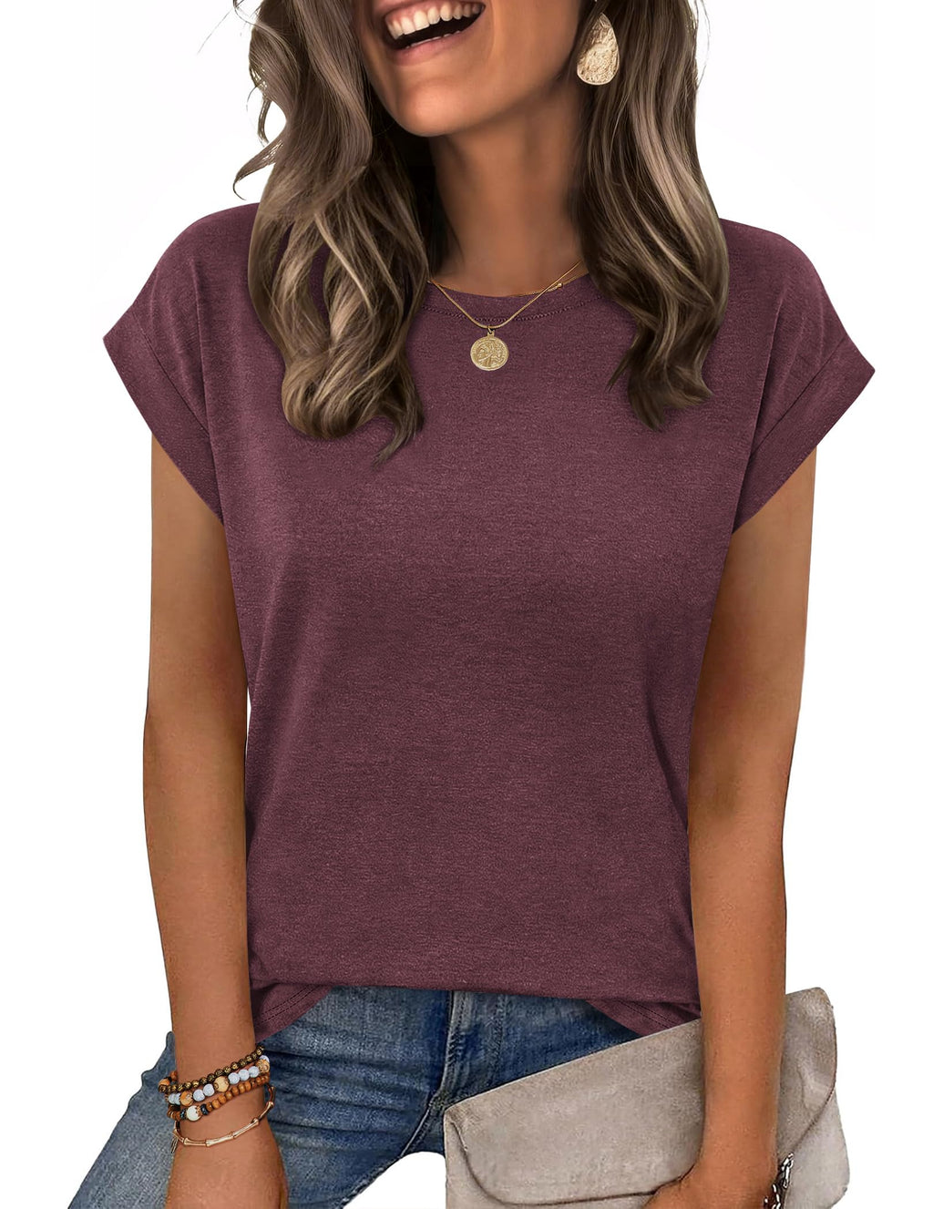 Zeagoo Womens Tops Summer Casual Cap Sleeve Tshirts Shirts Business Blouses