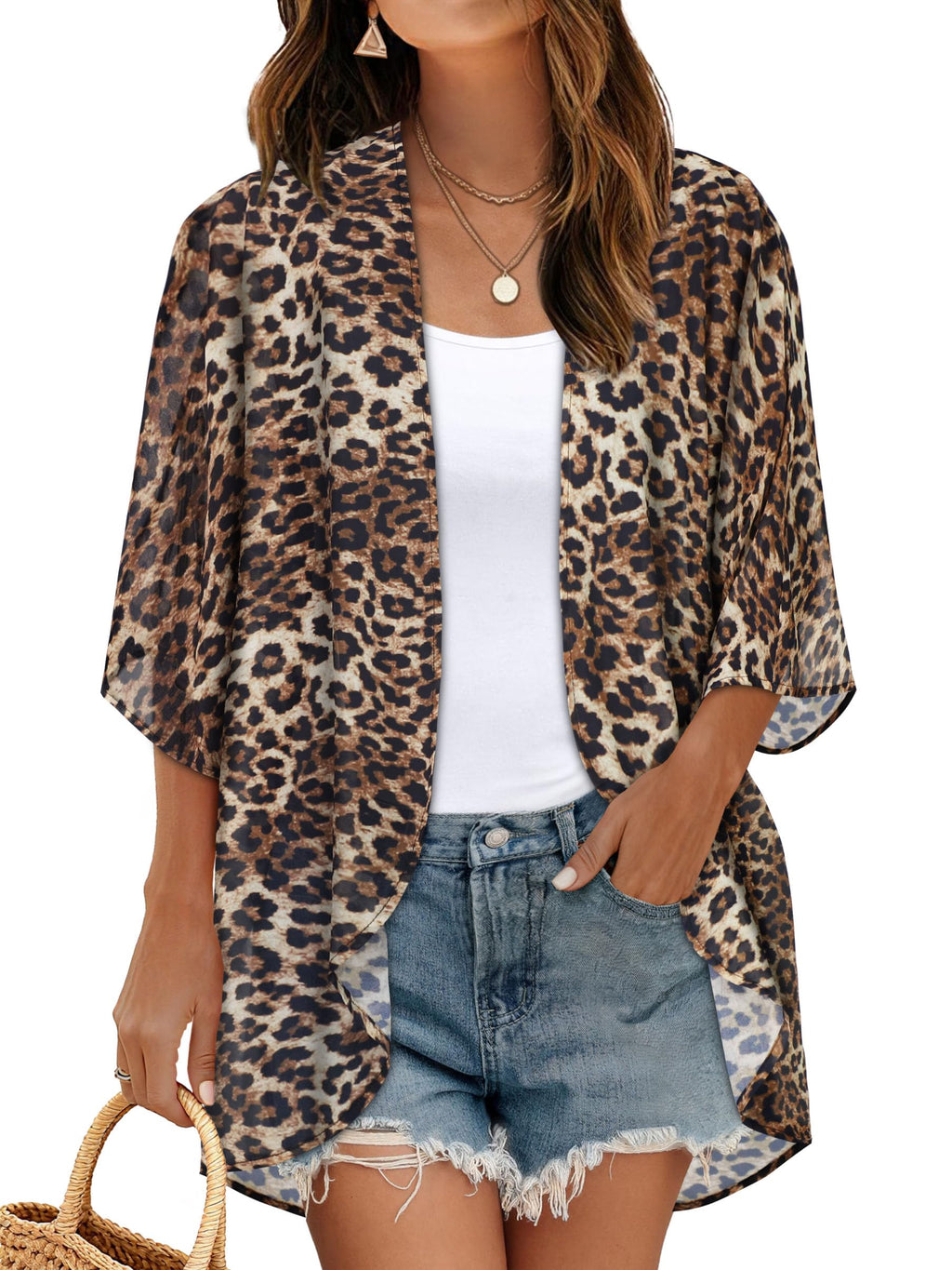 CHICGAL Womens Floral Kimono Cardigan Beach Cover Up Casual Summer Tops