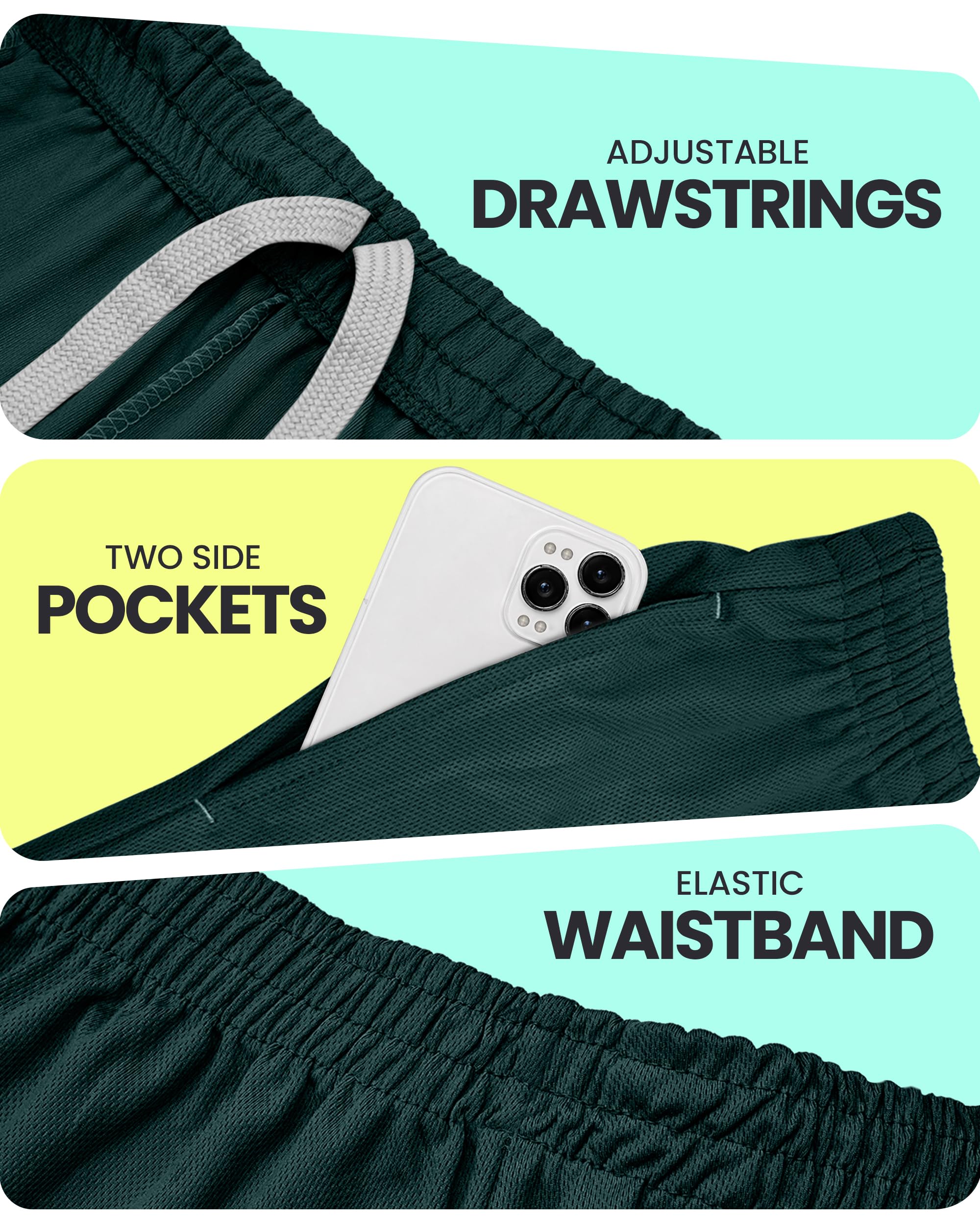 Breathable Mesh Mens Athletic Shorts Loose-Fit Quick Dry Running Gym Shorts