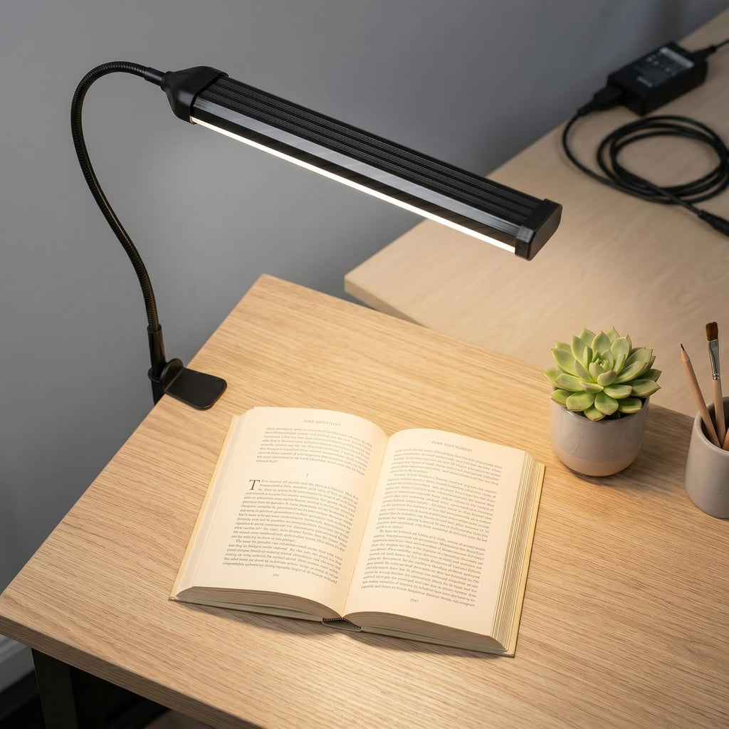 Coverzone Led Masa Lambası – 12W USB Güç Girişli, Esnek Kol, Klipsli Tasarım, 3 Renk Sıcaklığı (2800K/4200K/6000K), Kısılabilir Dimmer Anahtarlı | Siyah 555