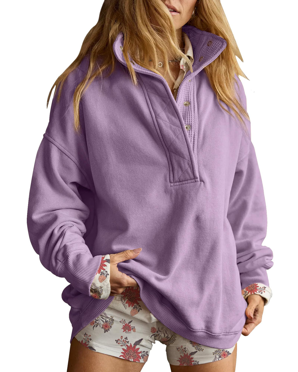 Gacaky Sweatshirt for Women Oversized Henley Neck Pullover Top Fall Outfits