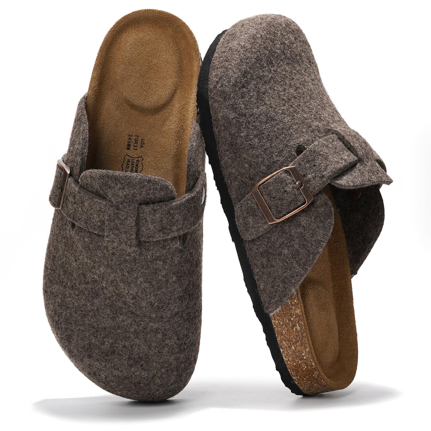 100% Genuine Leather Slip-on Footbed Clogs for Women - Fall Shoes for Women