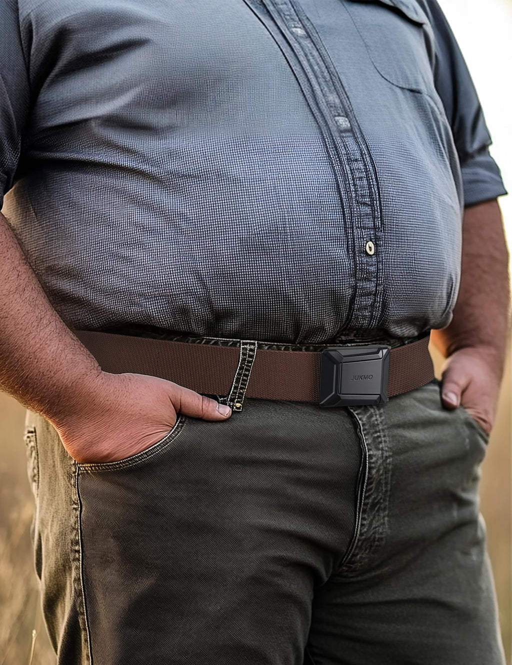 JUKMO Men's Stretch Tactical Belt, 1.5" Elastic Nylon Web with Flip Buckle