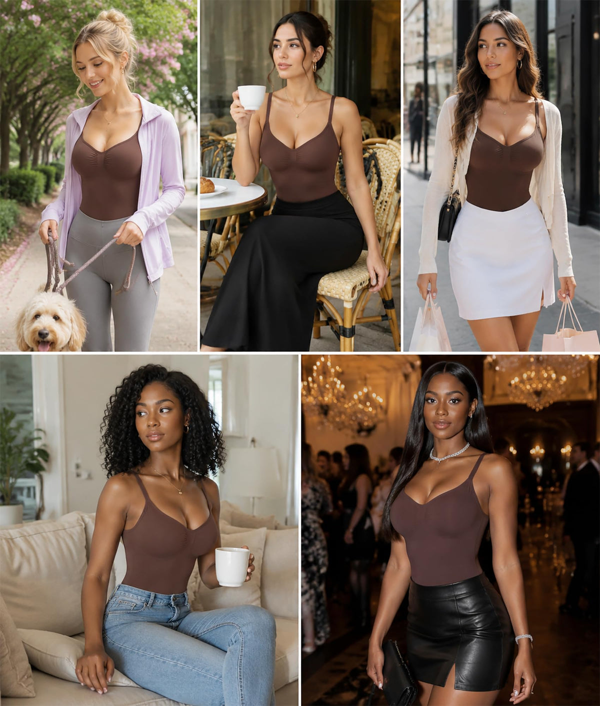 SHAPERX Shapewear for Women Tummy Control Bodysuit Mid Thigh Body Shaper Shorts for a Lifted Look