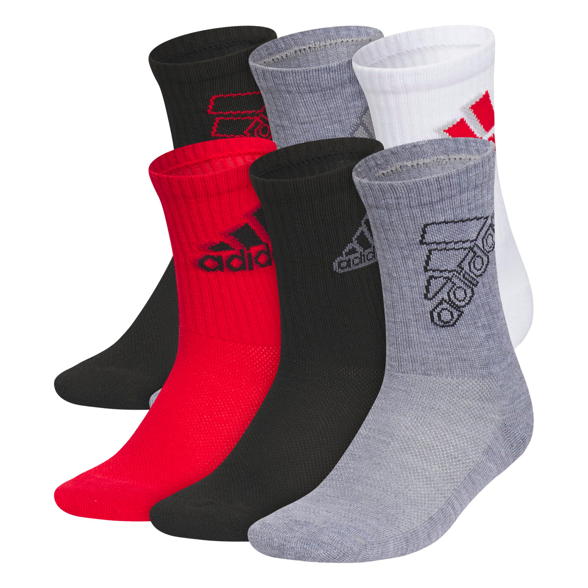 adidas Kids Athletic Cushioned Crew Socks 6 Pairs