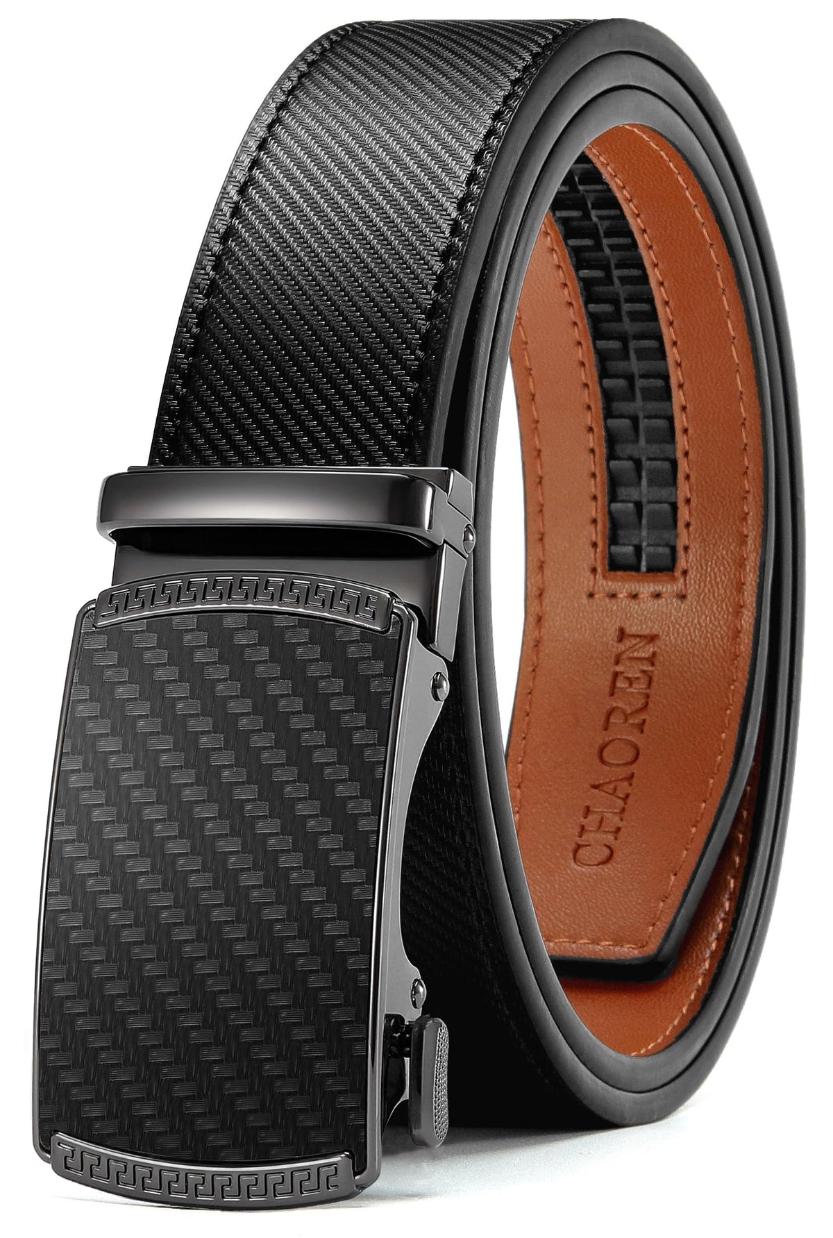 CHAOREN Men's Leather Ratchet Belt - Customizable Fit (35mm)