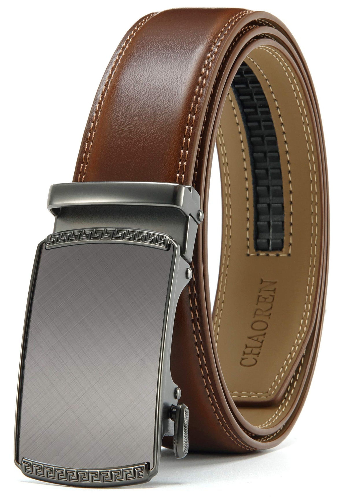 CHAOREN Men's Leather Ratchet Belt - Customizable Fit (35mm)
