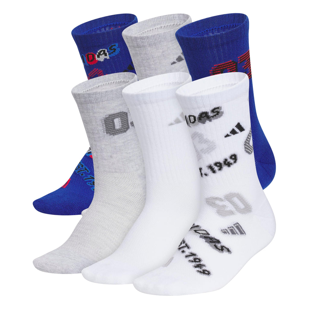 adidas Kids Athletic Cushioned Crew Socks 6 Pairs