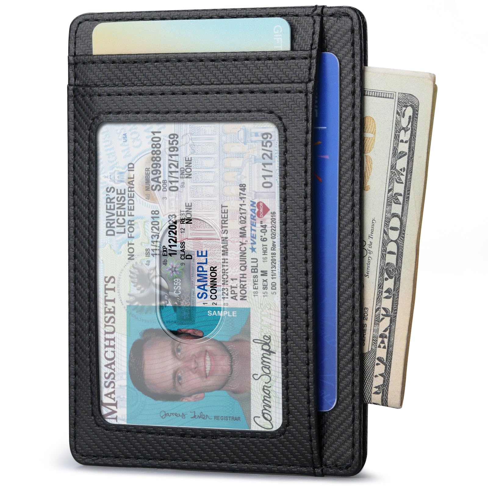 Buffway Slim Minimalist Front Pocket RFID Blocking Leather Wallets for Men and Women - Cross Black
