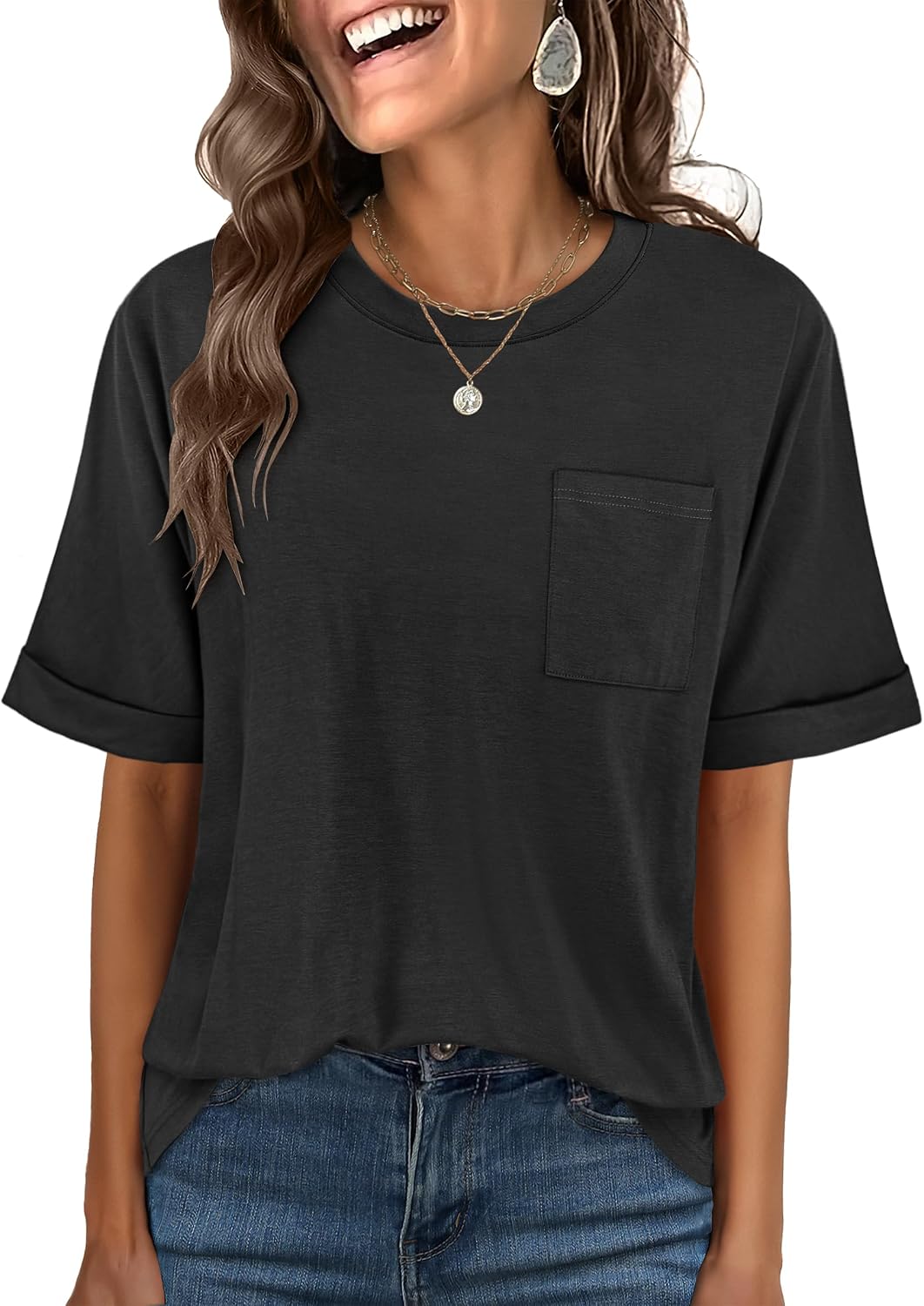 ANRABESS Womens Tops Short Sleeve Oversized T Shirts