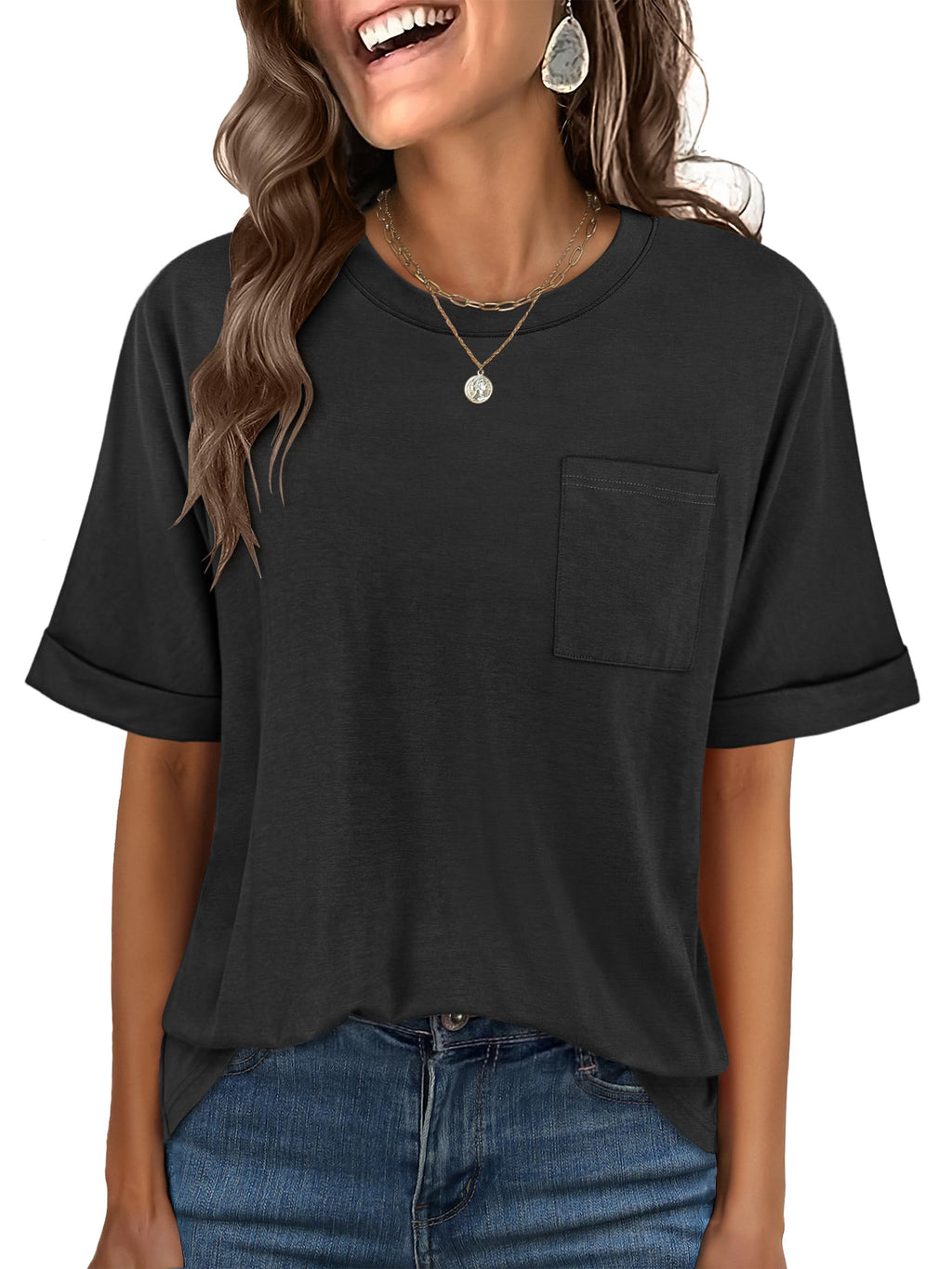 ANRABESS Womens Tops Short Sleeve Oversized T Shirts
