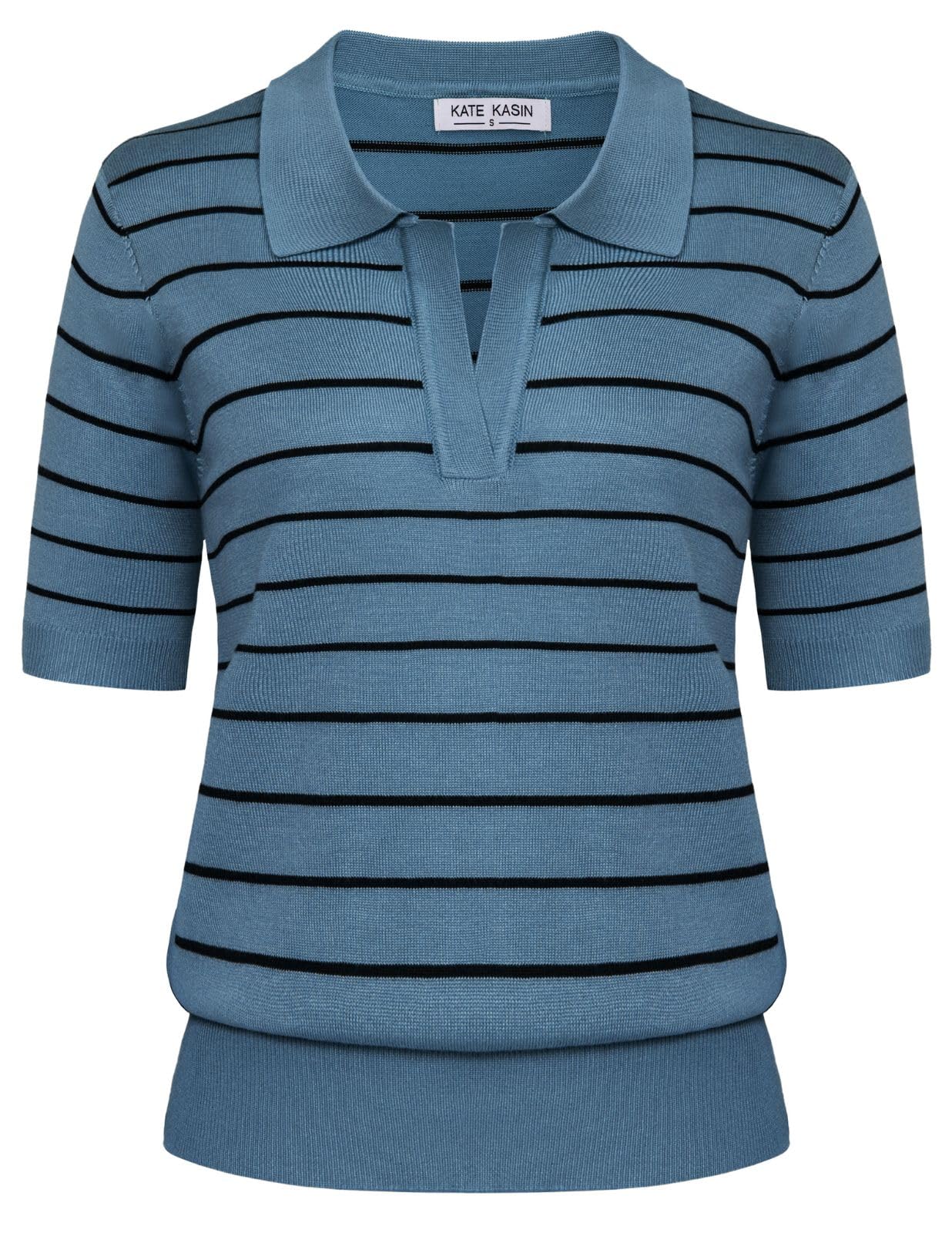 Women's Short Sleeve Classic V Neck Collared Casual Polo Sweater Tops