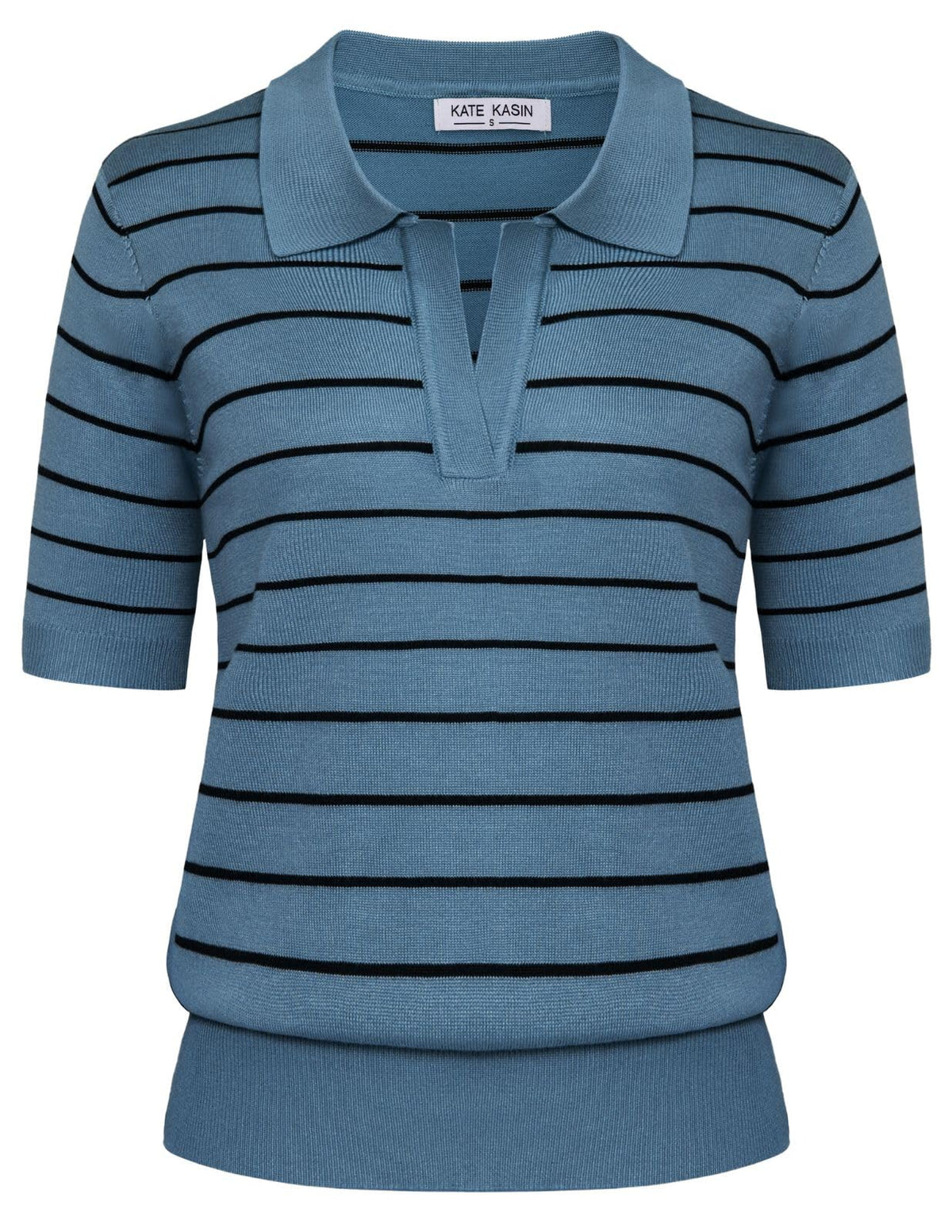 Women's Short Sleeve Classic V Neck Collared Casual Polo Sweater Tops
