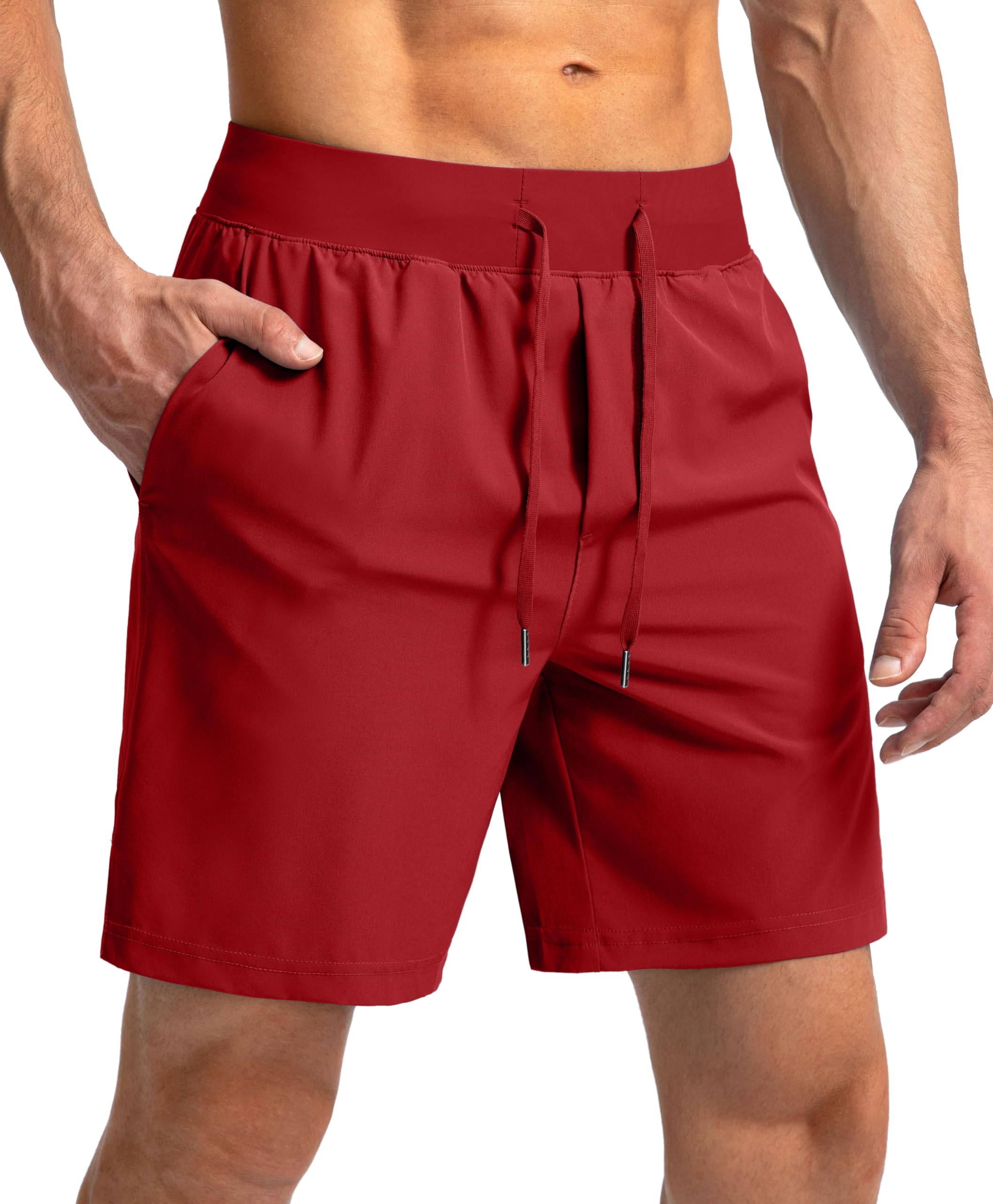 Soothfeel Men's Running Shorts with Zipper Pockets 9"/ 7"/ 5" Quick Dry Eight Basketball Gym Workout Athletic Shorts